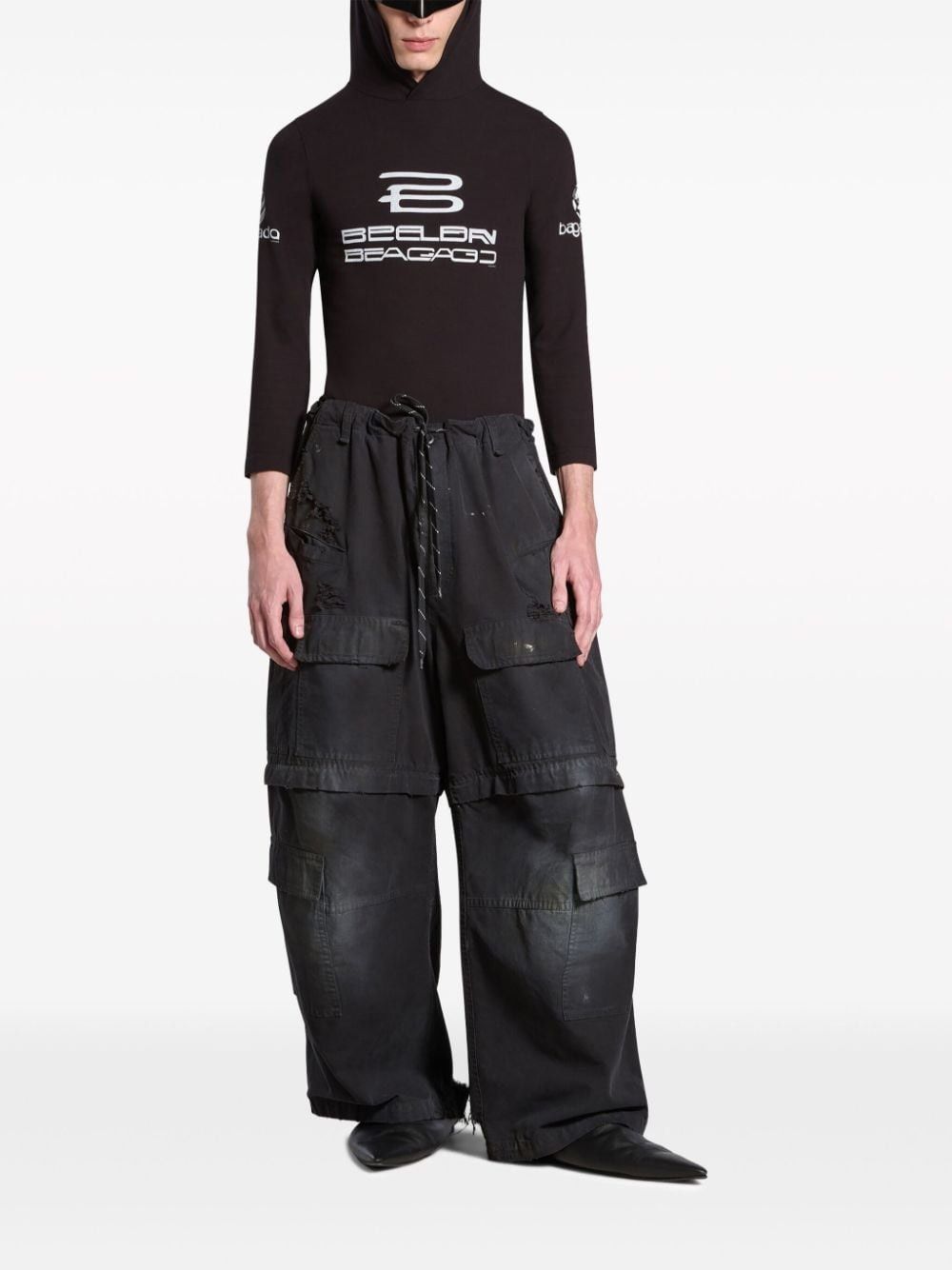 Balenciaga o1srvl11e0325 Al Generated Long Sleeve Hooded T-Shirt Fitted Size US M / EU 48-50 / 2 - 2 Thumbnail