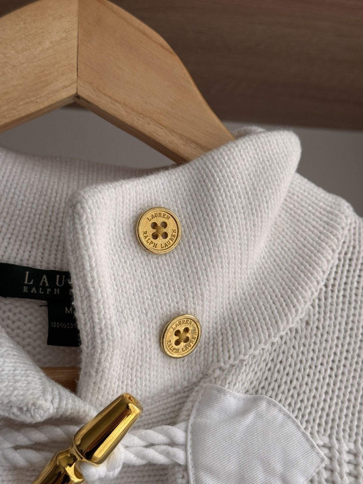 Lauren Ralph Lauren × Polo Ralph Lauren × Vintage Vintage Lauren Ralph Lauren White Toggle Cable Knit Cardigan Size M / US 6-8 / IT 42-44 - 9 Thumbnail