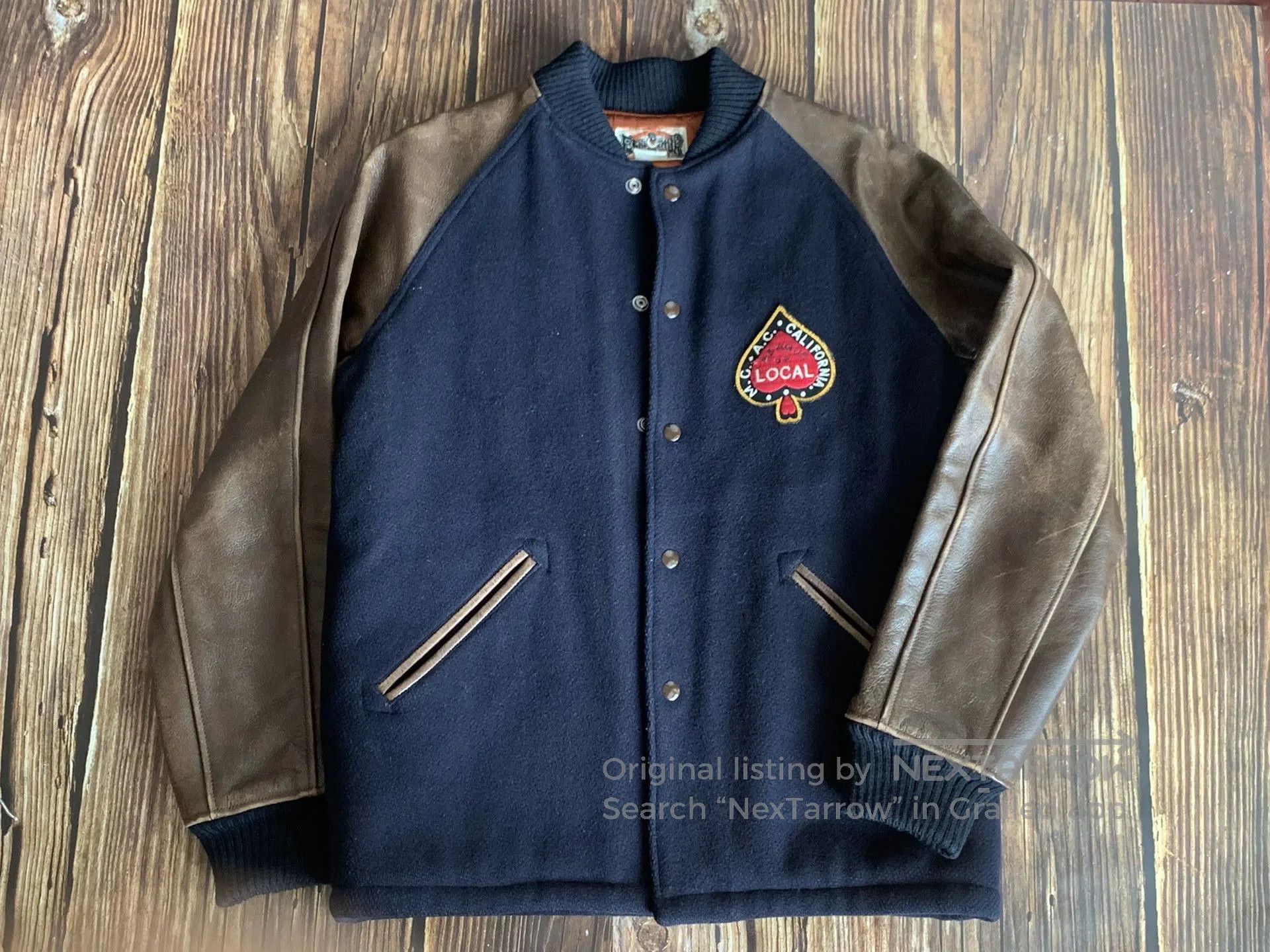 Japanese Brand bootleggers cotton jacket with leather sleeves. Size US L / EU 52-54 / 3 - 2 Thumbnail