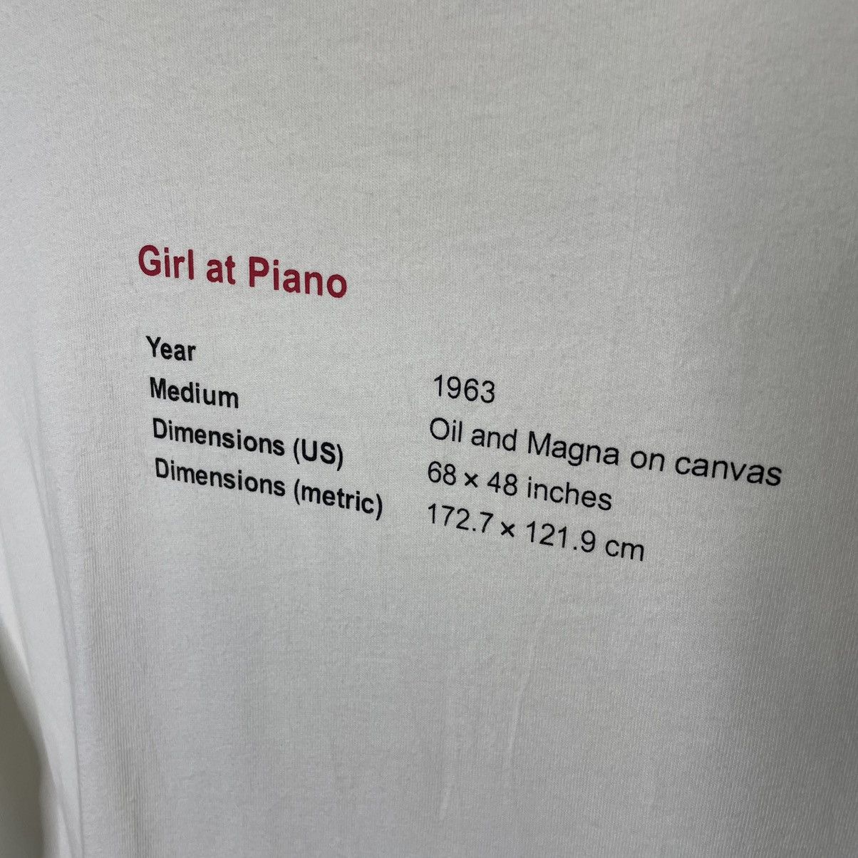 Vintage Roy Lichtenstein Girl At Piano Artwork Collaboration T Shirt Size US L / EU 52-54 / 3 - 6 Thumbnail