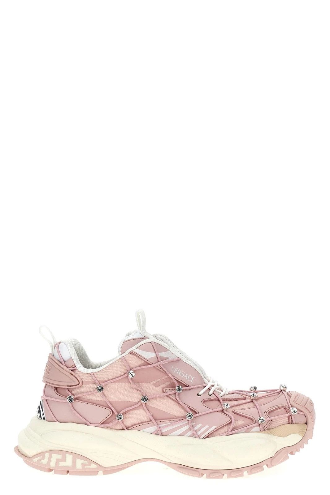 VERSACE Mercury Crystal Mesh P/W Leather Sneakers N&A