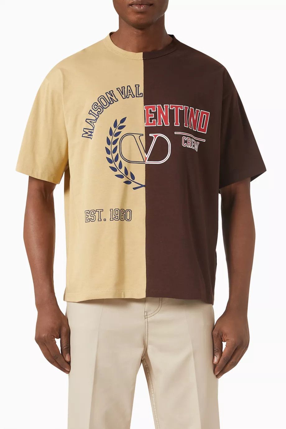 Valentino o1y0525 Logo T-Shirt in Brown/Beige Size US S / EU 44-46 / 1 - 1 Thumbnail