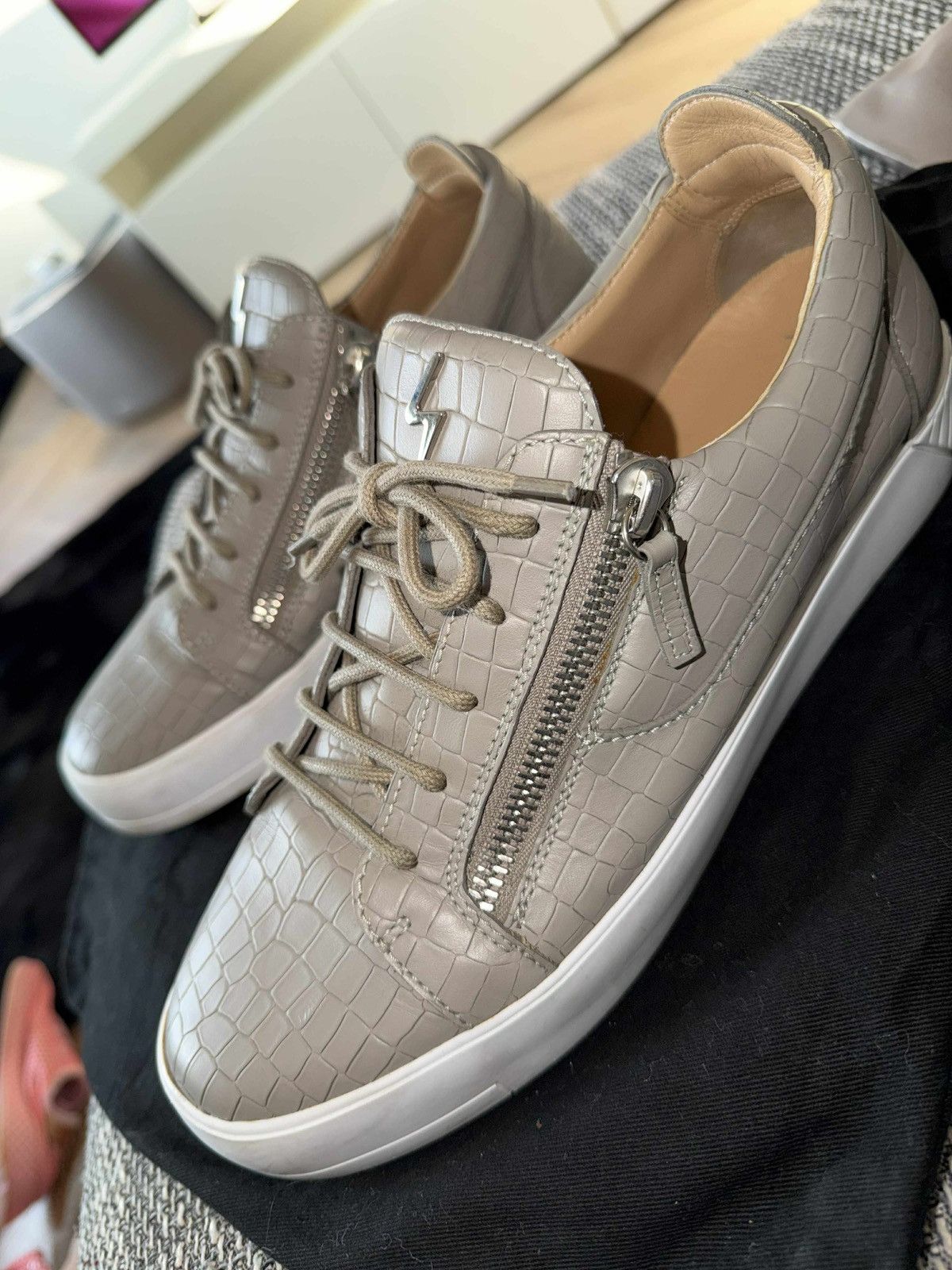 Giuseppe Zanotti Giuseppe Zanotti Low-Top Sneakers – Grey Croc Leather Size US 11 / EU 44 - 2 Thumbnail
