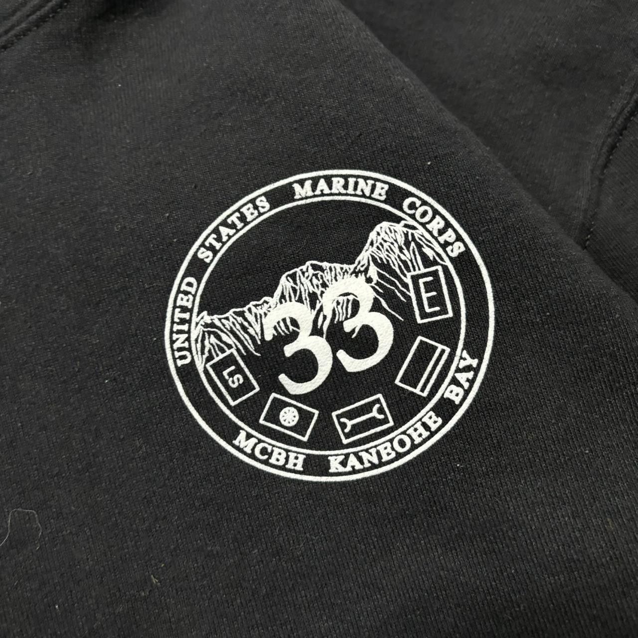 Russell Athletic × Vintage Crazy Vintage Y2K/2000s Black Russell U.S. Marine Corps Surf Hoodie! Size US XL / EU 56 / 4 - 4 Thumbnail