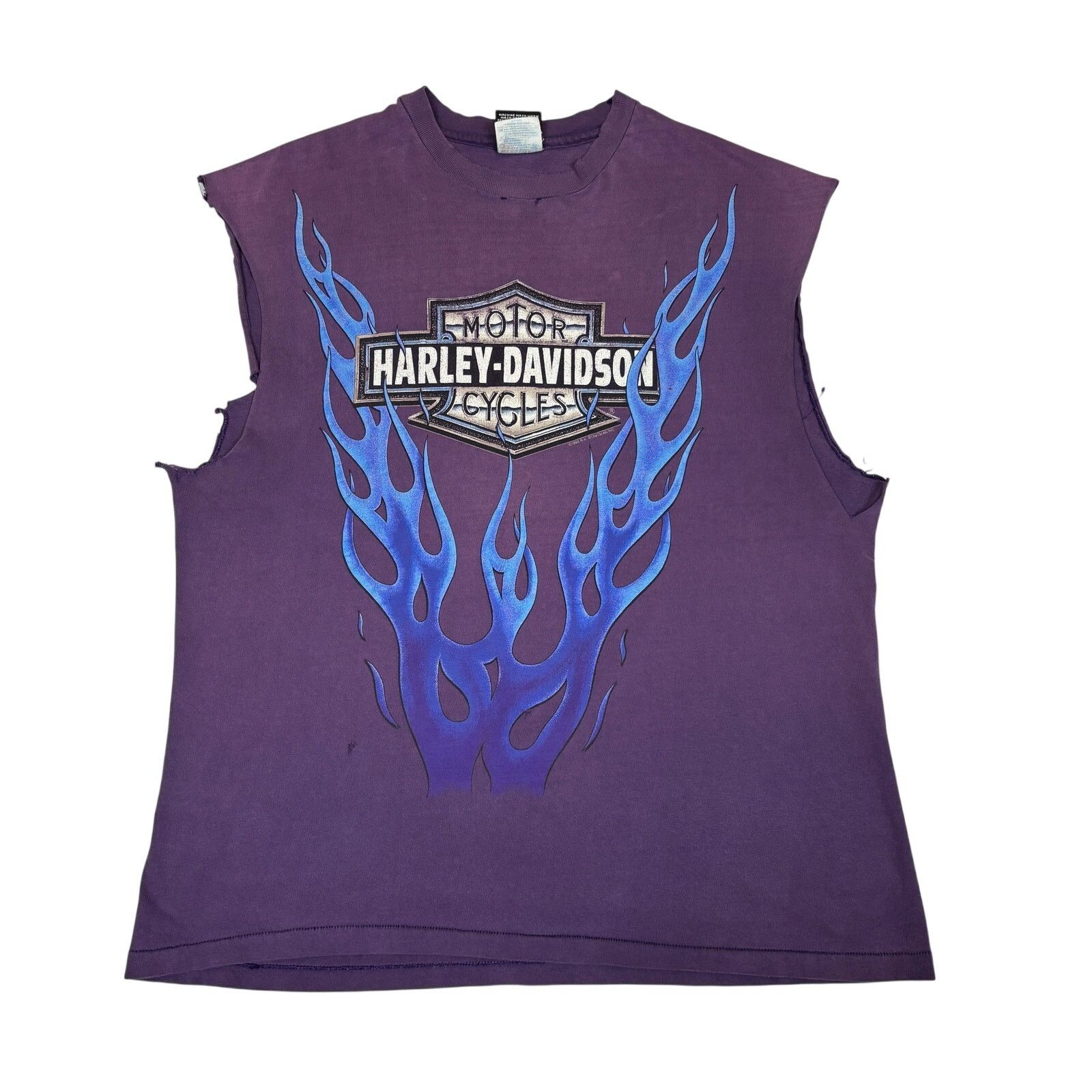Harley Davidson Vintage 1993 Harley Davidson Blue Flames Hawaii Shirt XL Size US XL / EU 56 / 4 - 1 Thumbnail