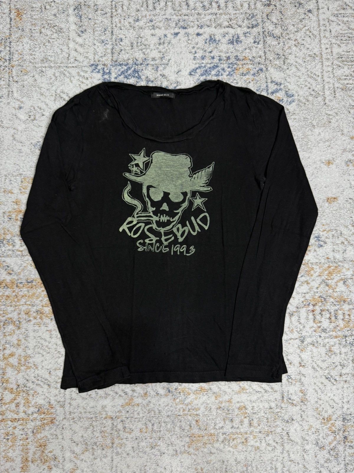 Japanese Brand Rose bud skull art ifsix style long sleeve Size M / US 6-8 / IT 42-44 - 1 Thumbnail