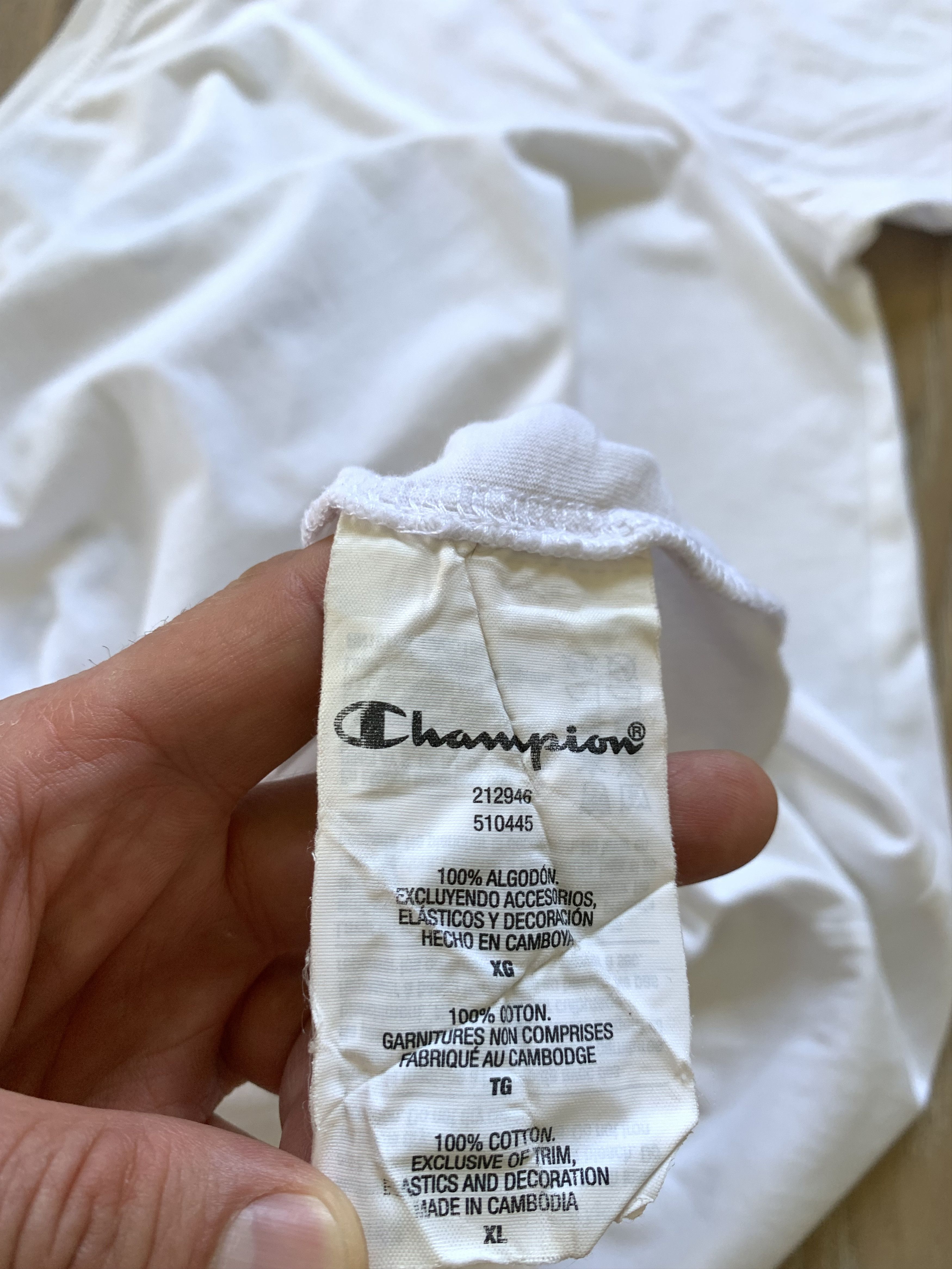 Champion × Vintage Champion White Vintage Logo Cotton T-Shirt Size US XL / EU 56 / 4 - 7 Thumbnail