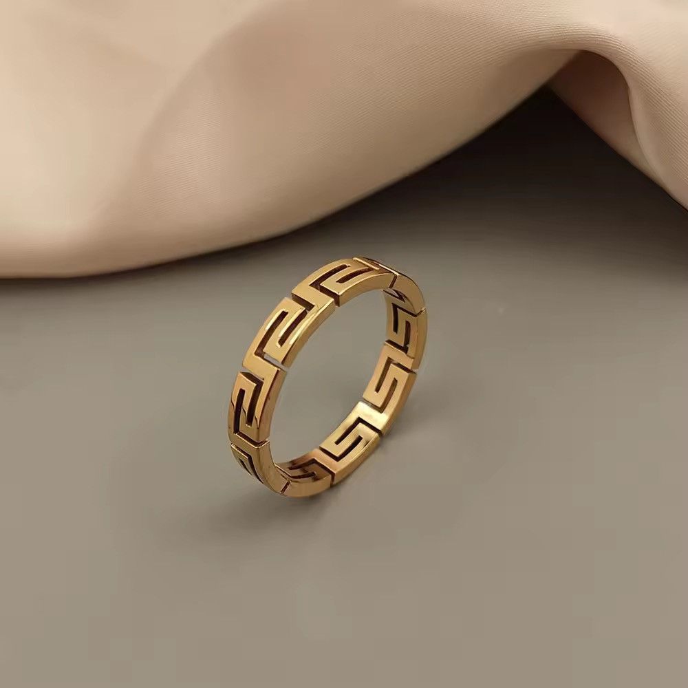 Other Greek Key Pattern Stainless Steel Finger Ring Size ONE SIZE - 1 Preview