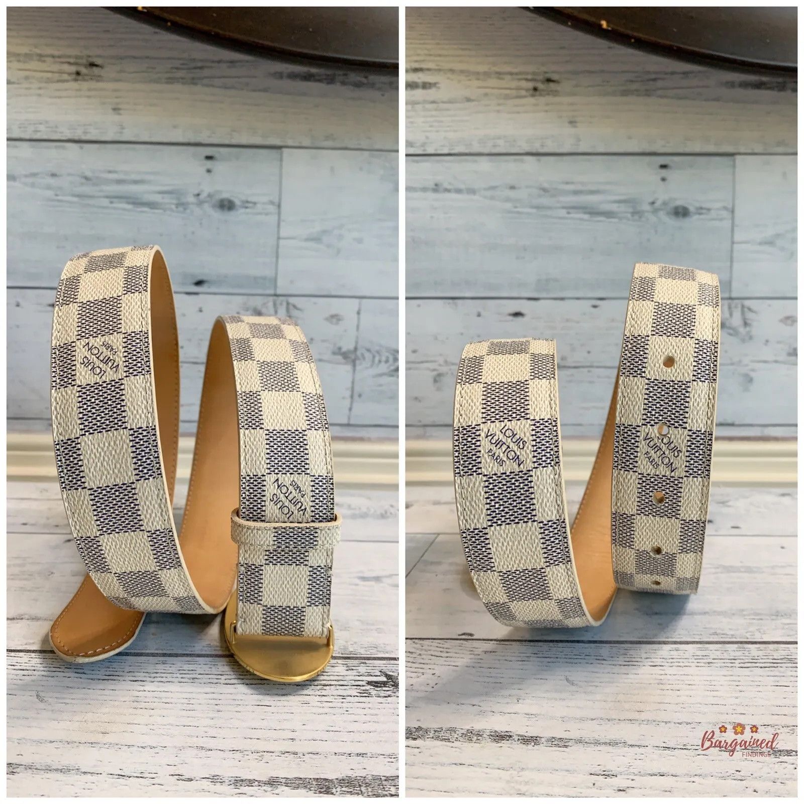 Louis Vuitton Louis Vuitton Damier Azur Canvas Leather Voyage Belt Size 28 - 4 Thumbnail
