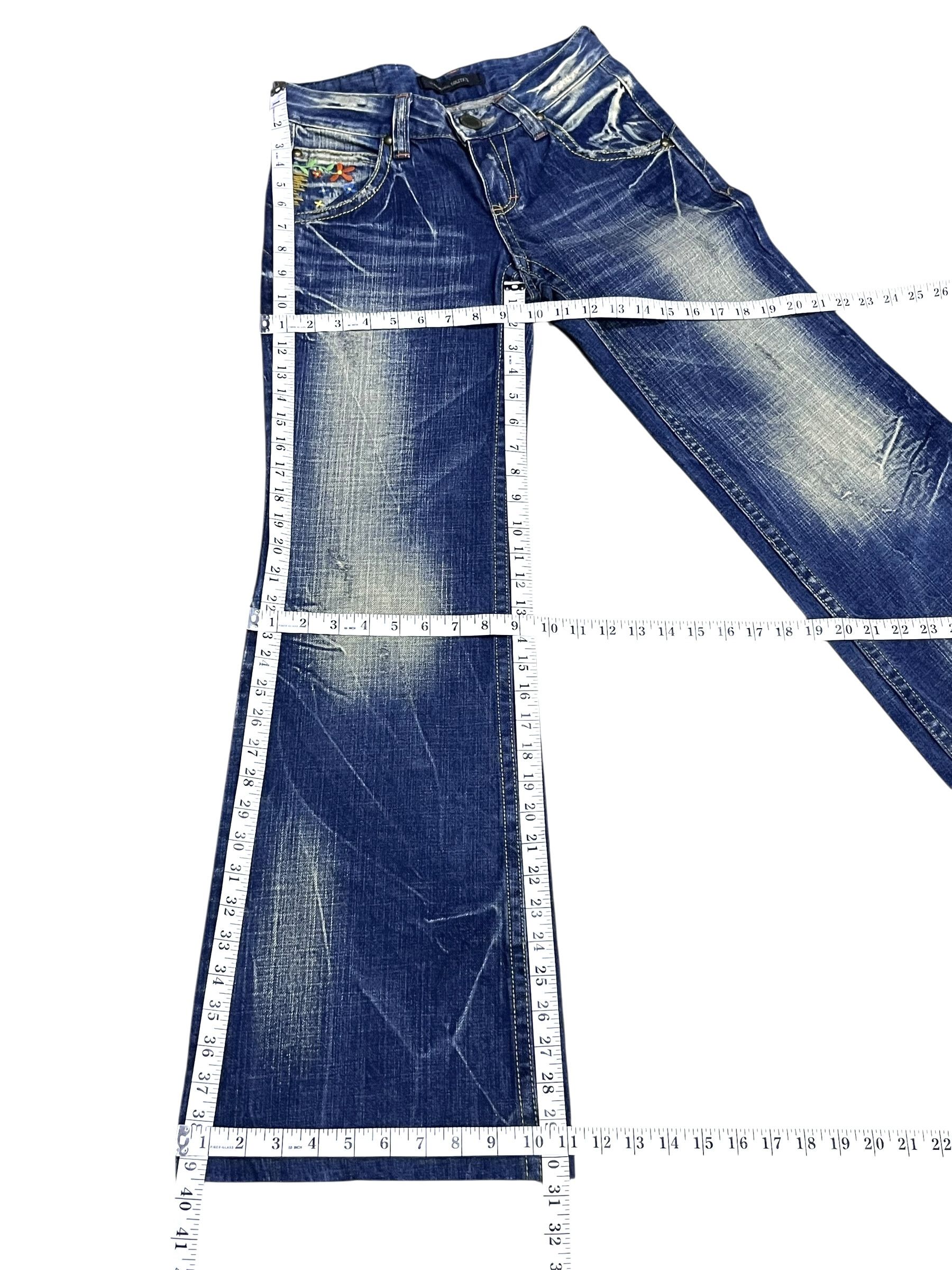 Lolita Jeans 🔥Lolita Unique Clothing Super Wide Flare Floral Denim Size 26" / US 2 / IT 38 - 8 Thumbnail