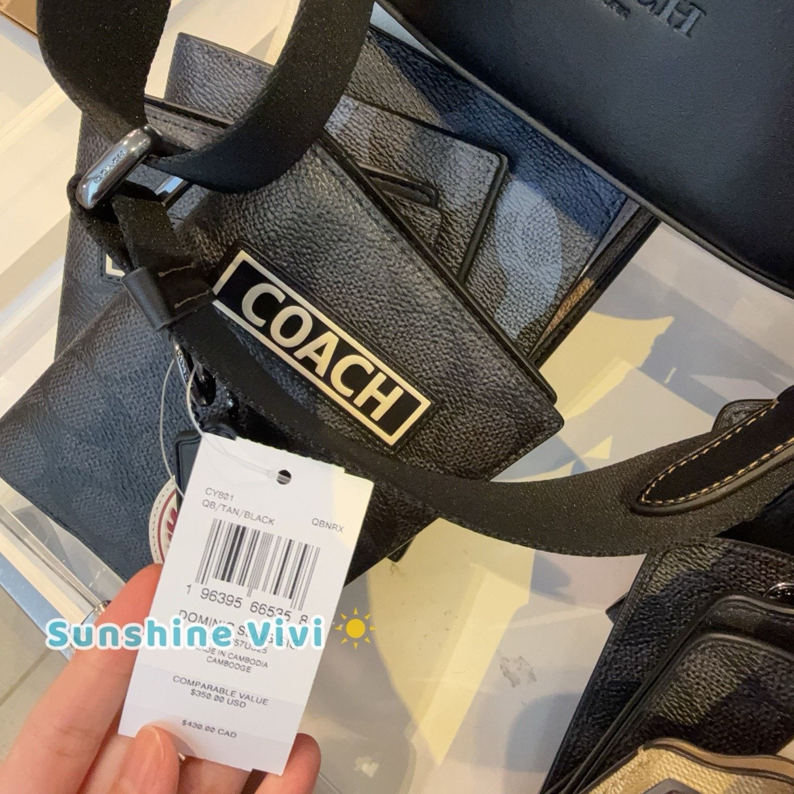 Coach NWT Coach CY801 Dominic Sling Pack Leather Tan/Black Size ONE SIZE - 5 Thumbnail