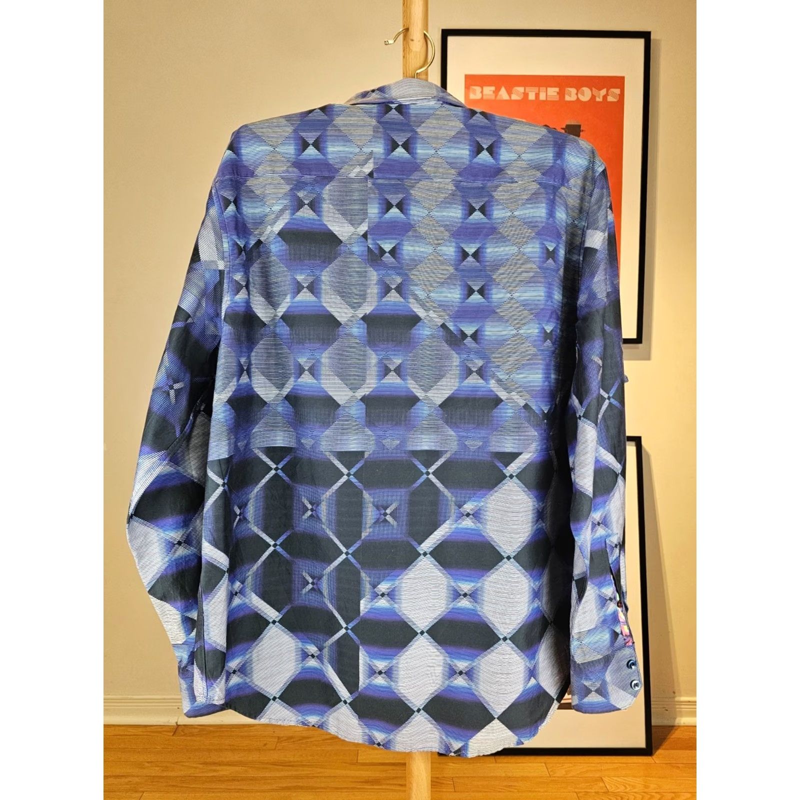 Robert Graham RObert Graham GEOMETRIC BLUE EMBRODERY SHIRT SZ XXLARGE Shirt Long Sleeve Cotton Multi-Color 2XL ROCKABILLY Mens Size US XXL / EU 58 / 5 - 7 Thumbnail
