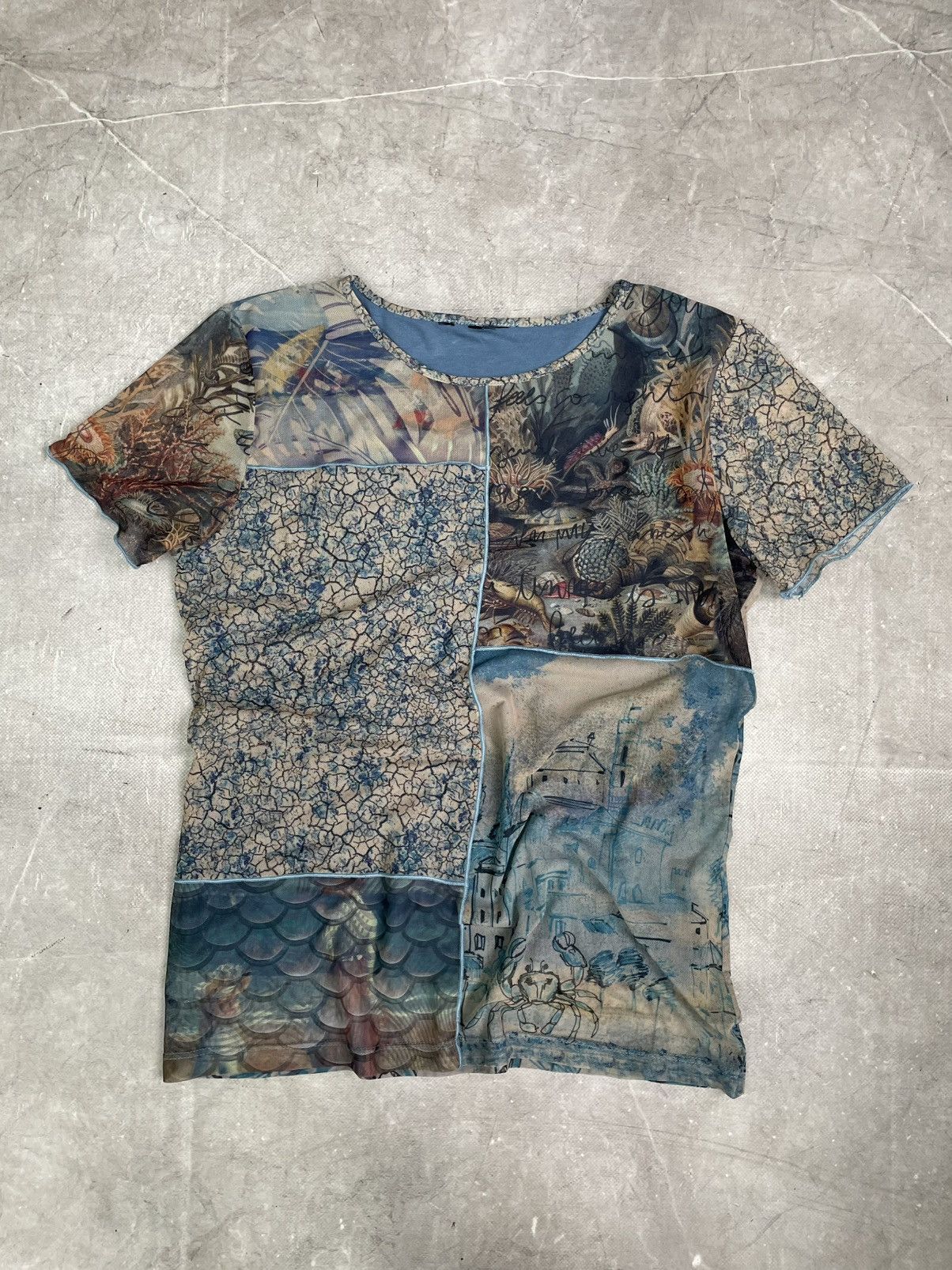 Desigual 90’s tee JPG style mesh top printed