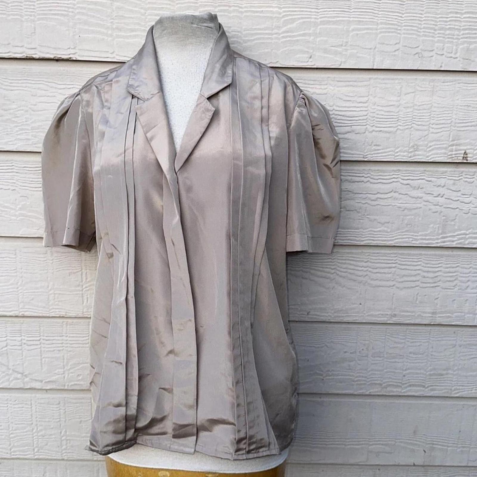 Other Laura Scott Brown Button Front Short Sleeve Blouse Medium Size S / US 4 / IT 40 - 1 Thumbnail