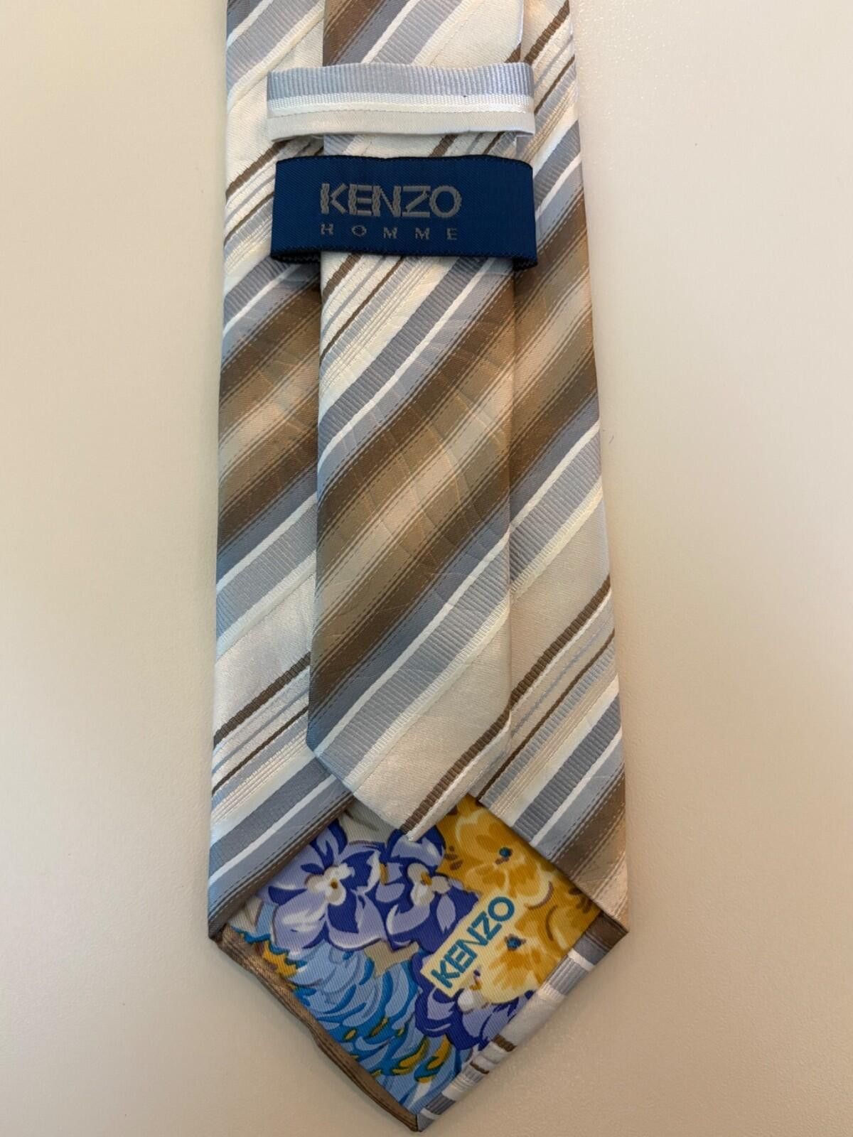 Kenzo Kenzo Homme Italy Silk Tie Vtg Diagonal Stripe Brown Grey Size ONE SIZE - 6 Thumbnail