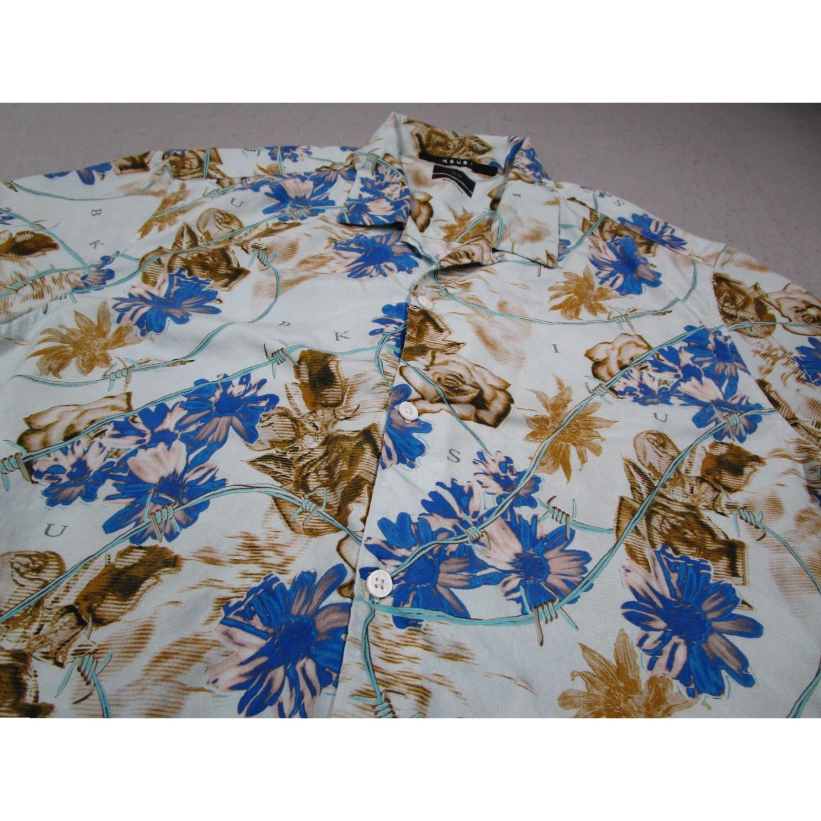 Ksubi KSUBI Shirt Mens Large Blue Floral Hyperflower Button Up Hawaiian Loop Collar Size US L / EU 52-54 / 3 - 2 Thumbnail