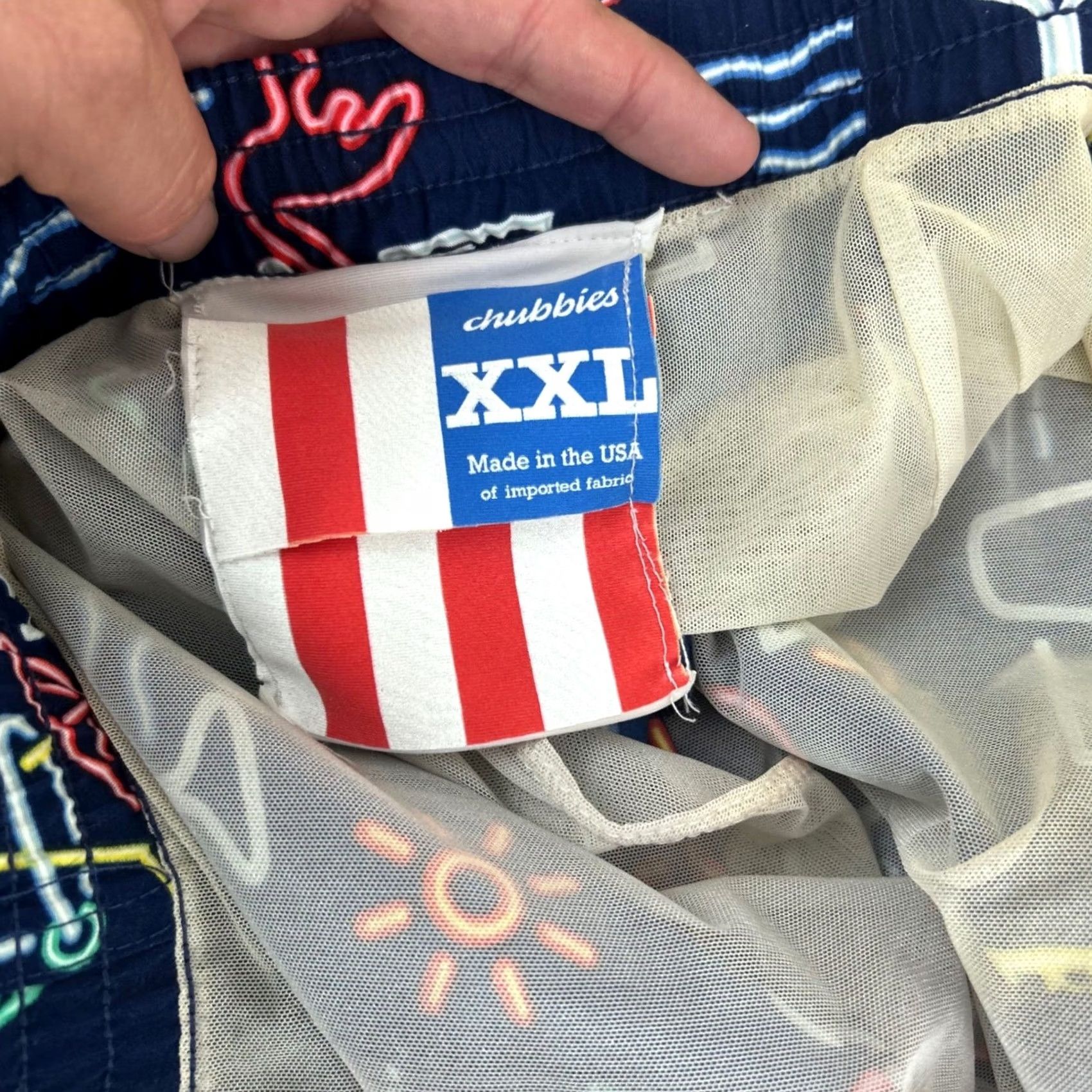 Chubbies Chubbies Swim Trunks Mens XXL Navy Blue Neon Flamingo Palm Tree Size US 39 - 4 Thumbnail