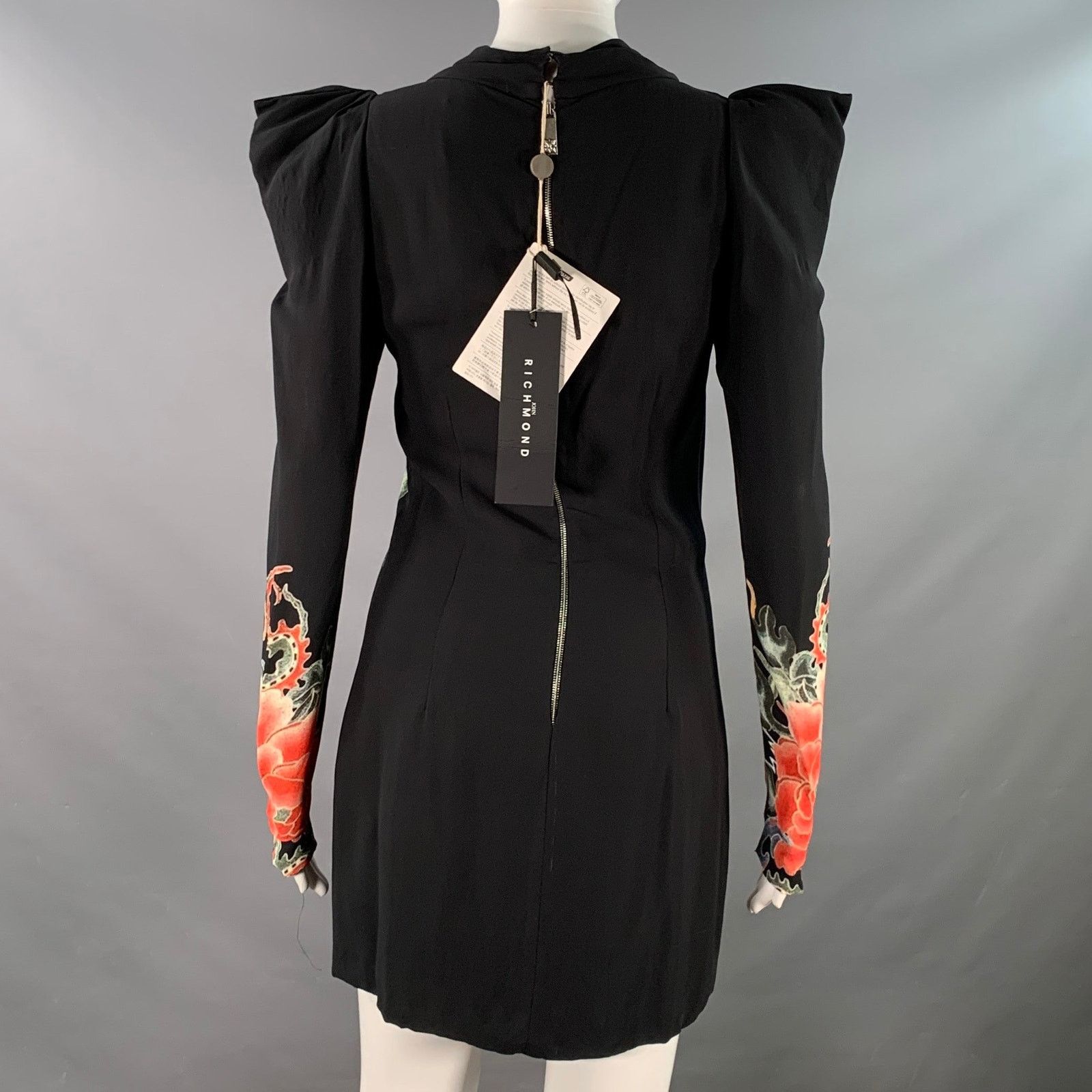 John Richmond Guereda Multi Color Viscose Dragon Long Sleeve Dress Size S / US 4 / IT 40 - 4 Thumbnail