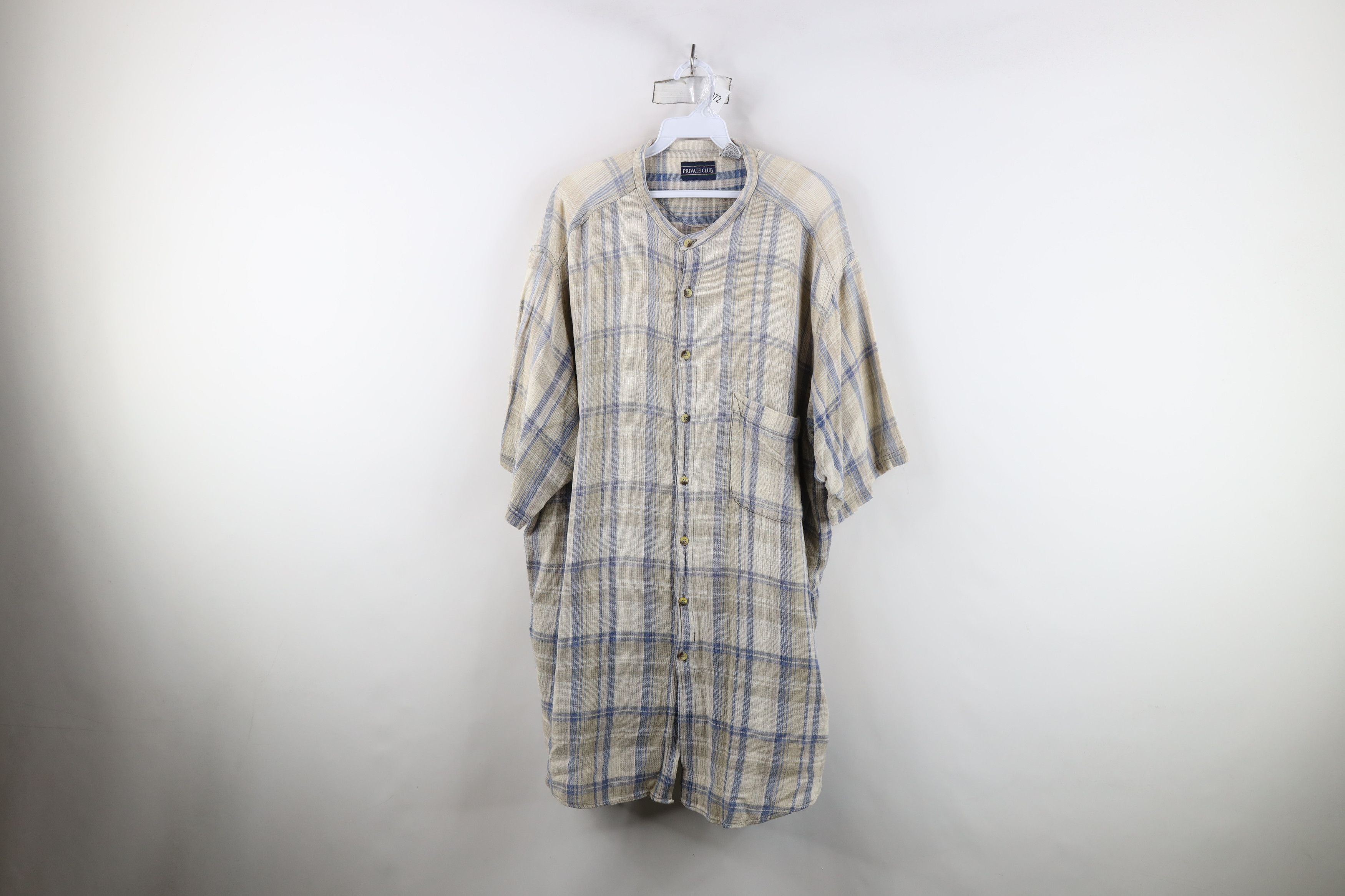 Vintage Vintage 90s Streetwear Cotton Weave Knit Button Shirt Plaid Size US XXL / EU 58 / 5 - 1 Thumbnail