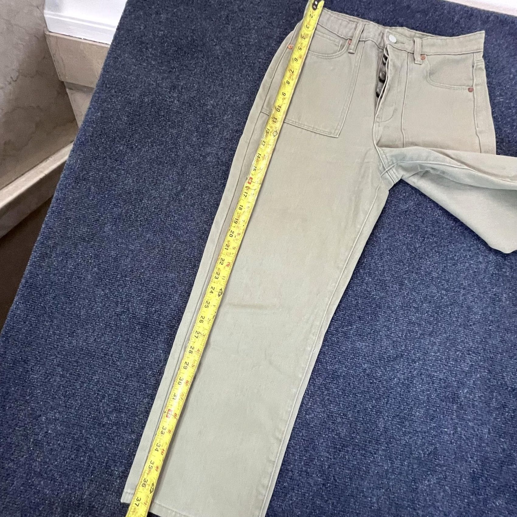 Vintage BLANKNYC The Baxter Pants Womens 27 Beige Straight Leg High Rise Utility Jeans Sheer Beige Khaki Pockets Size 27" / US 4 / IT 40 - 6 Thumbnail
