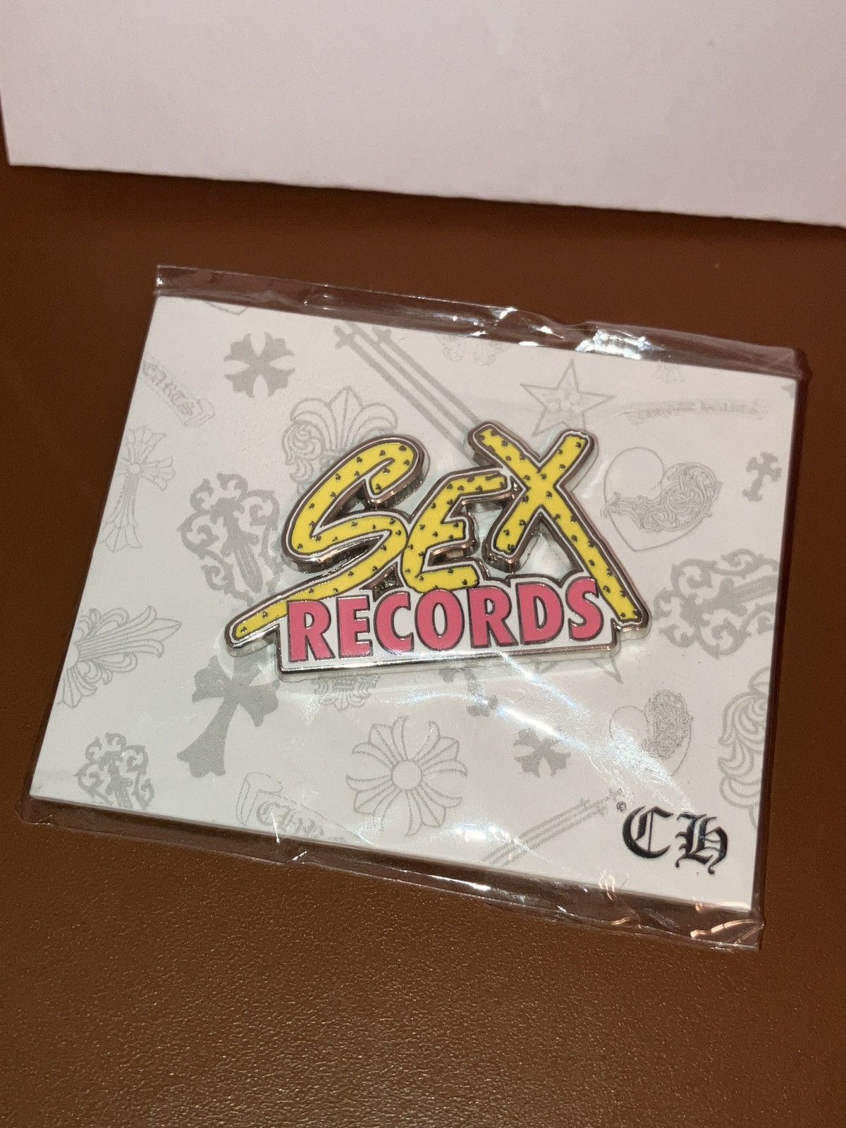 image of Chrome Hearts Sex Records Pin in White, Men's