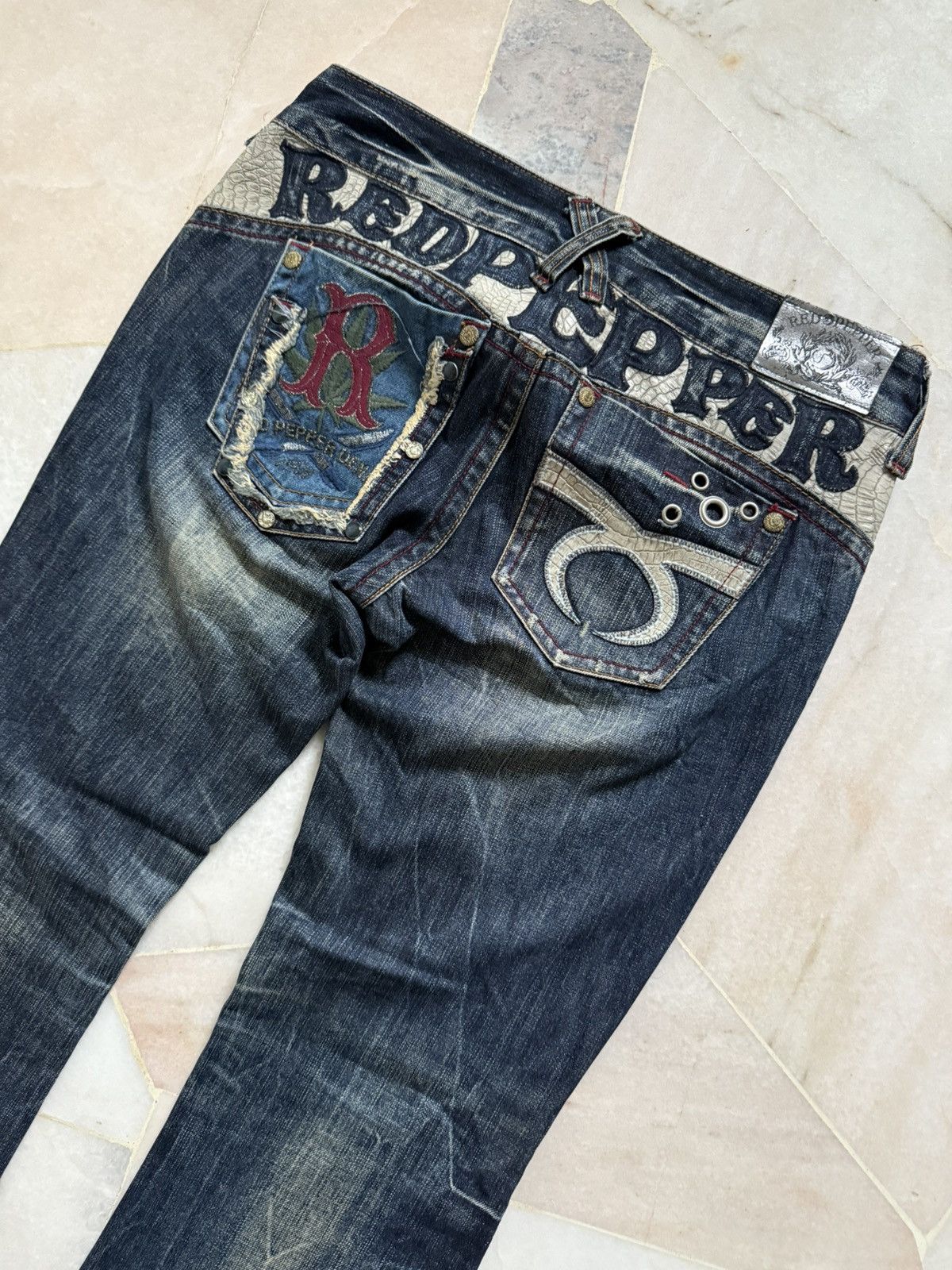 If Six Was Nine 2000s Red peppers Flare pants Size US 29 - 6 Thumbnail