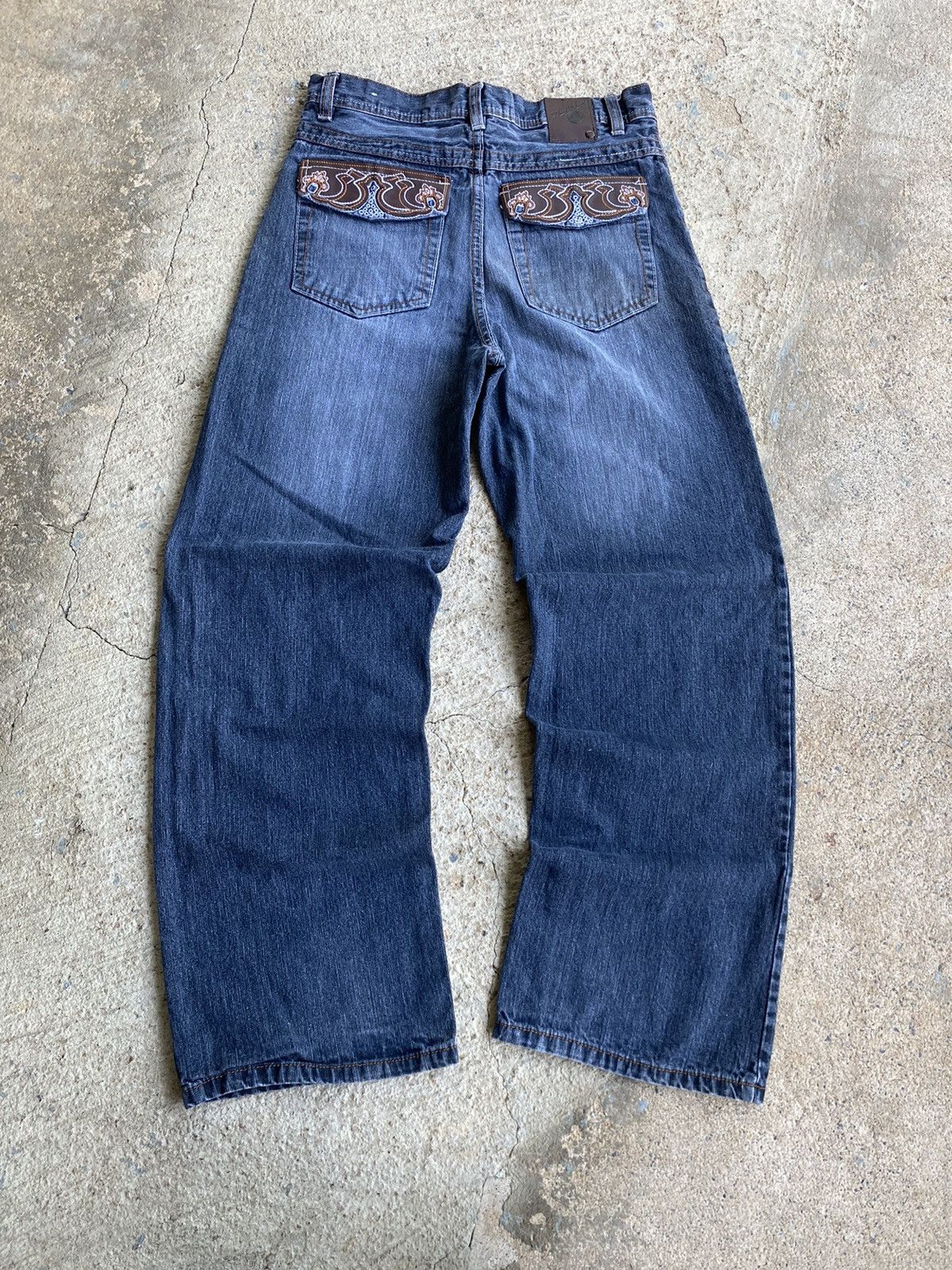 Affliction × Vintage Vintage Y2K Affliction Style Embroidered Pocket Jeans Size US 28 / EU 44 - 2 Thumbnail