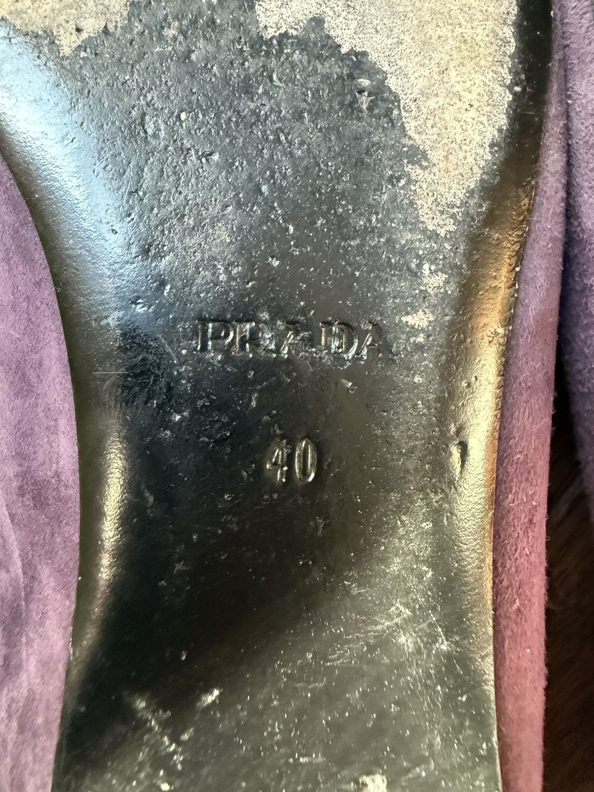 Prada Authentic Prada Calzature Donna Suede Purple/Black Bow Flats Size US 10 / IT 40 - 8 Thumbnail