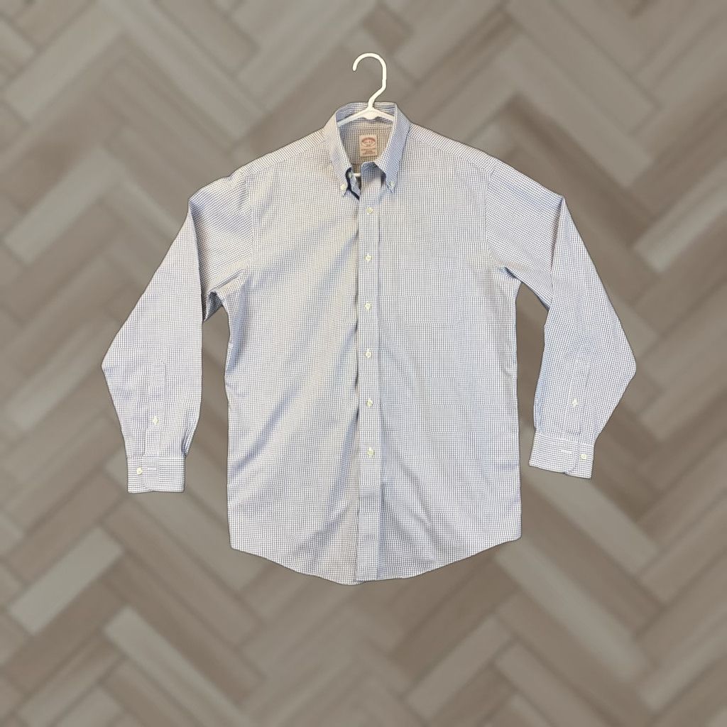 Brooks Brothers VINTAGE Brooks Brothers Dress Shirt Men 15.5 Blue Cotton Stripes Long Sleeve Regular Size Size 40R - 1 Thumbnail