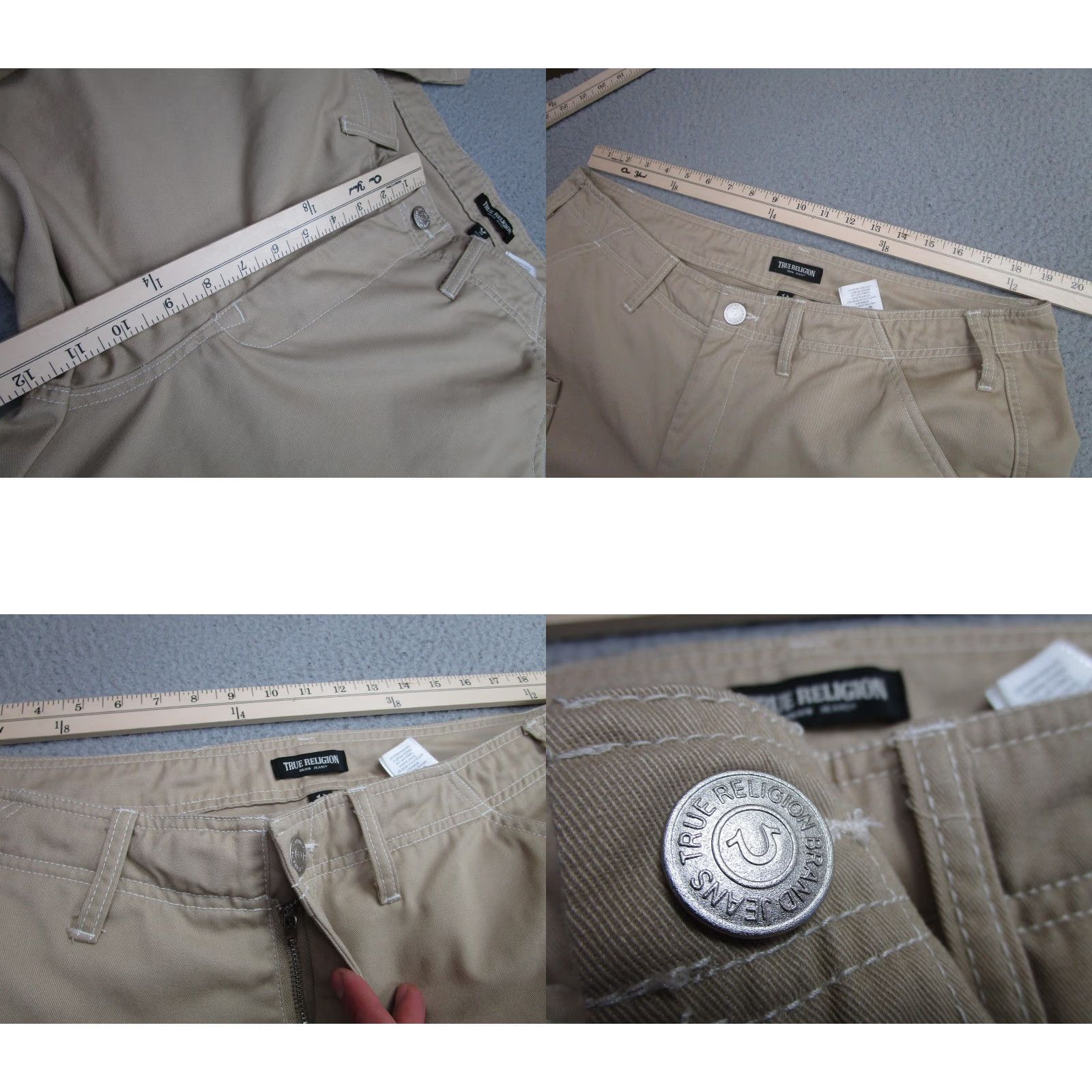 True Religion True Religion Cargo Pants Mens 38x32 Beige Straight Leg Utility Workwear Casual Size US 38 / EU 54 - 8 Thumbnail