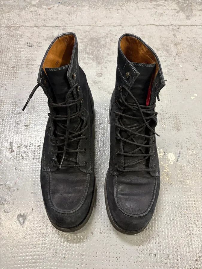 Gucci 2000s Gucci Black Suede Lace-Up Contrast Leather Boots Size US 11.5 / EU 44-45 - 2 Thumbnail