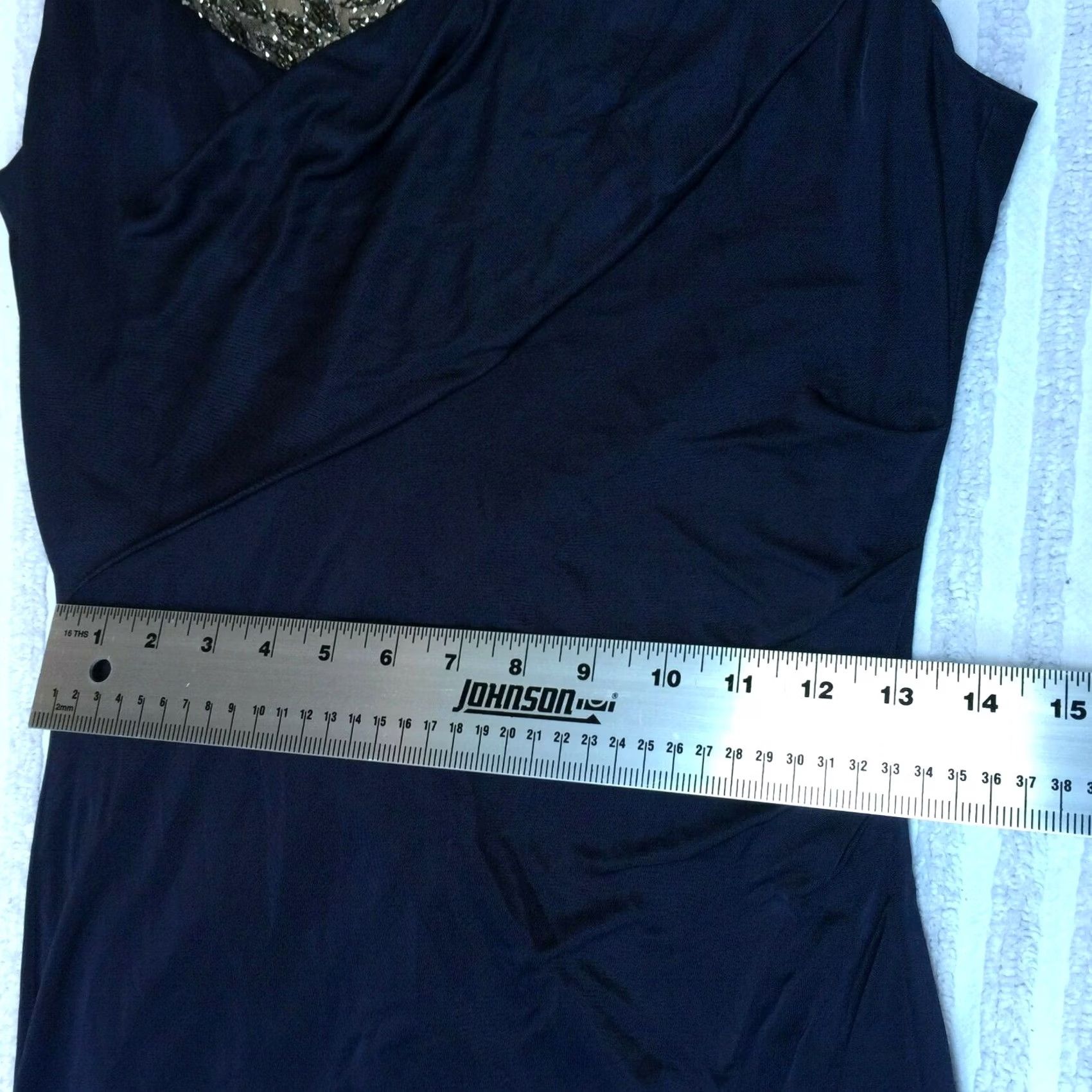 Vintage VINTAGE Kay Unger Beaded Drape Front Sleeveless Sheath Dress Lined Navy 8 Womens Girls Mens Adjustable Size M / US 6-8 / IT 42-44 - 7 Thumbnail