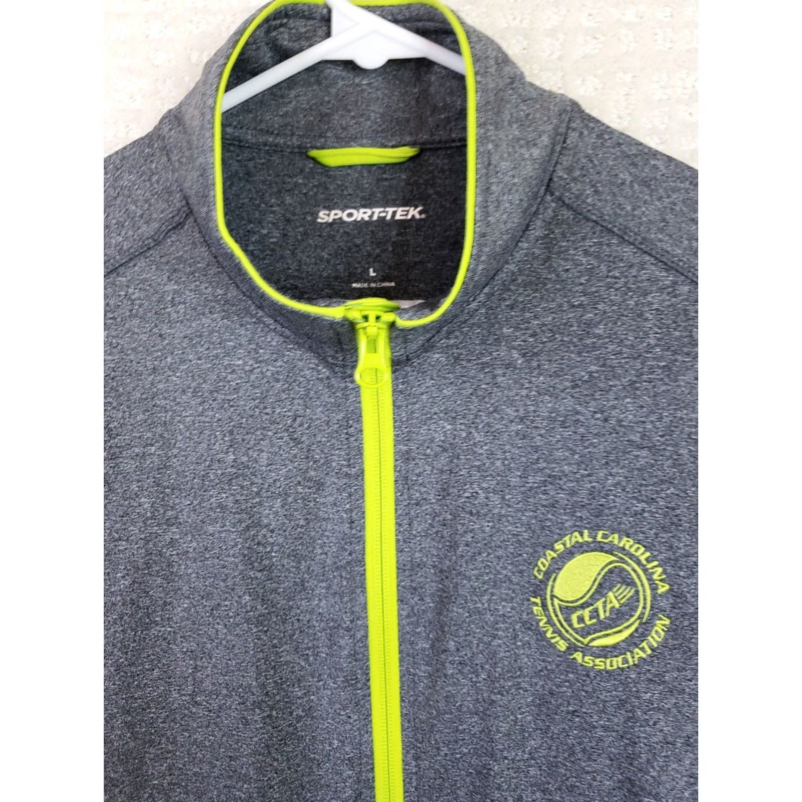 Vintage Sport-Tek Men’s L Gray Long Sleeve Full Zip Jacket Coastal Carolina Tennis USTA 1/4 Zip Mock Neck Athletic Jacket Heathered Size US L / EU 52-54 / 3 - 3 Thumbnail