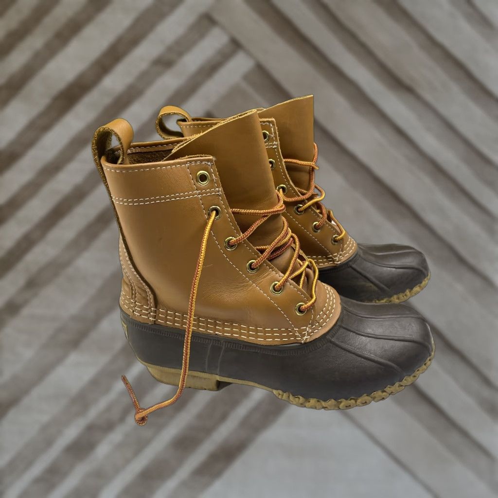 Vintage LL BEAN Women Brown Leather Rubber Lace Up Duck Boots 7 M Boots Rain Outdoor West Vintage No Size US 7 / IT 37 - 1 Thumbnail