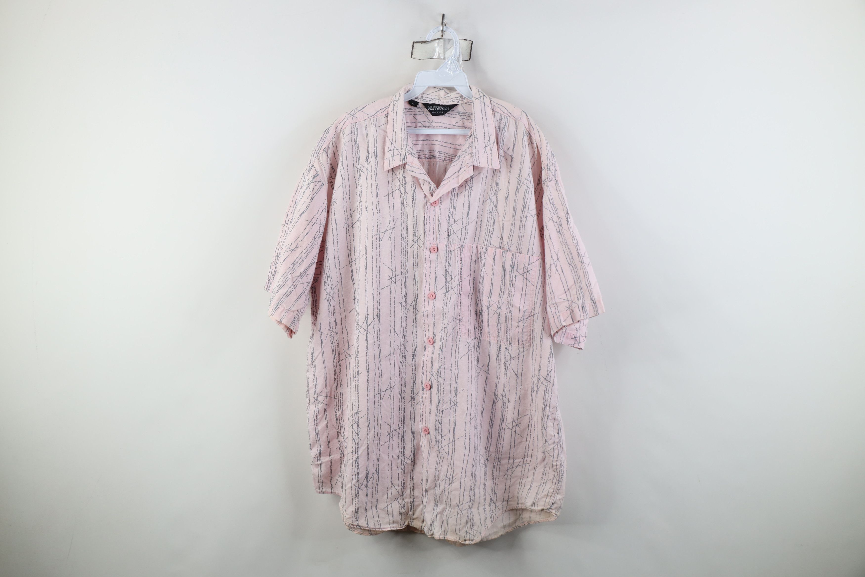 Vintage Vintage 90s Streetwear Abstract Surf Button Shirt Pink USA Size US L / EU 52-54 / 3 - 1 Thumbnail