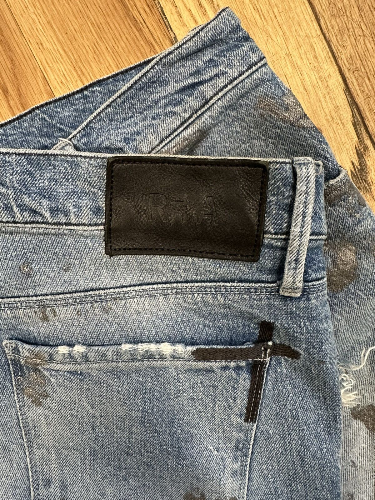 Rta RTA Silver Splatter White Spell Blue Denim Jeans Size 34 Size US 34 / EU 50 - 4 Thumbnail