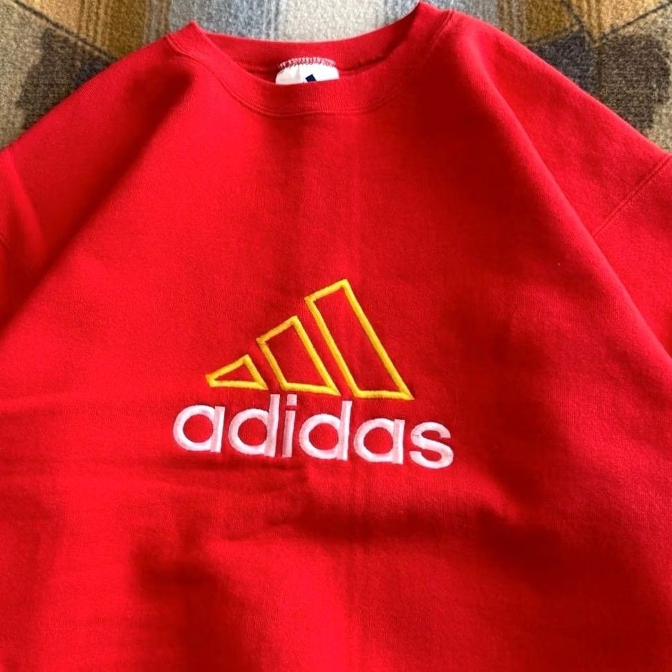 Adidas VINTAGE 90s Adidas Red Crewneck Sweatshirt Size Medium Made In USA Mens Size US M / EU 48-50 / 2 - 2 Thumbnail