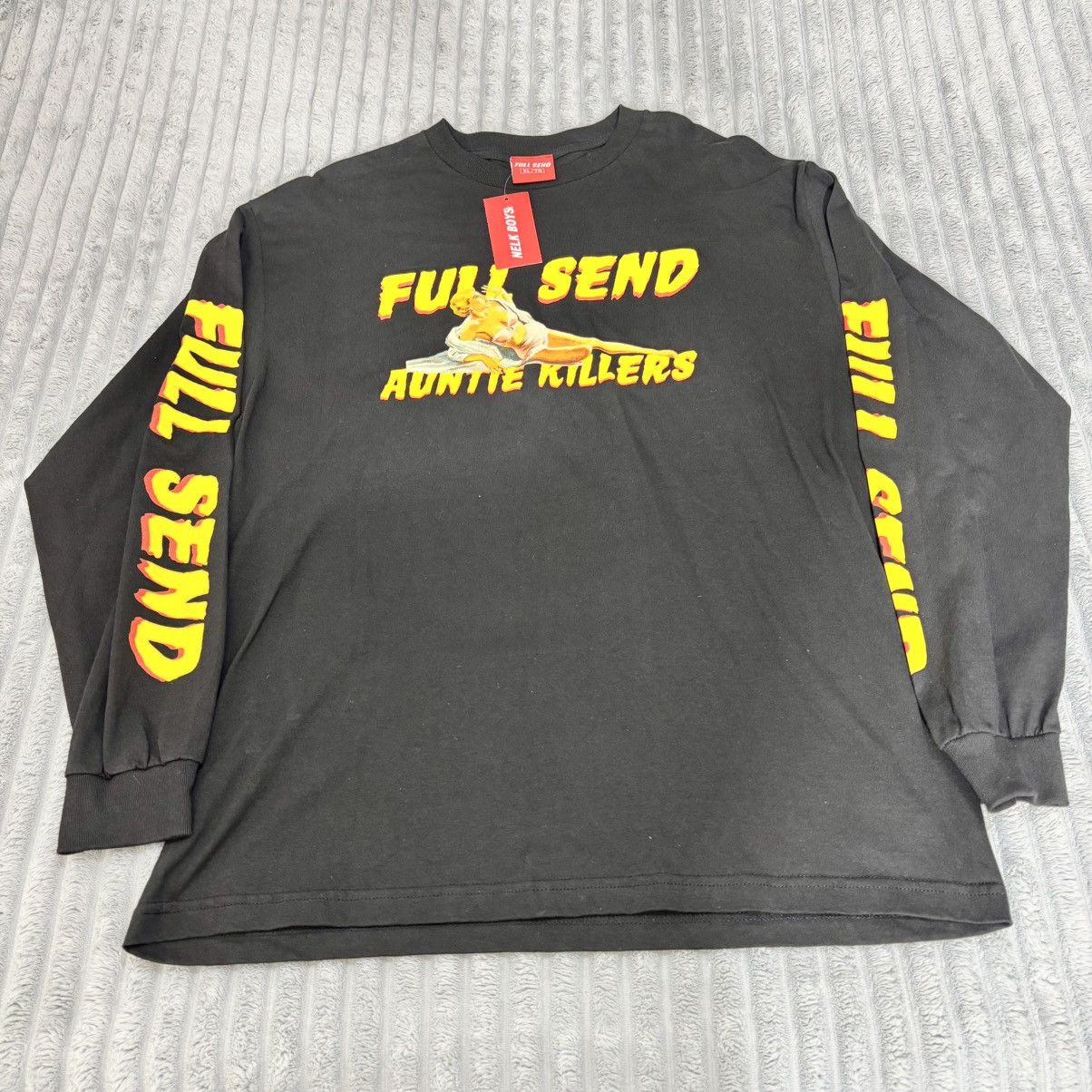 Full Send Full Send Nelk Auntie Killers Black Long Sleeve Shirt XL Size US XL / EU 56 / 4 - 1 Thumbnail