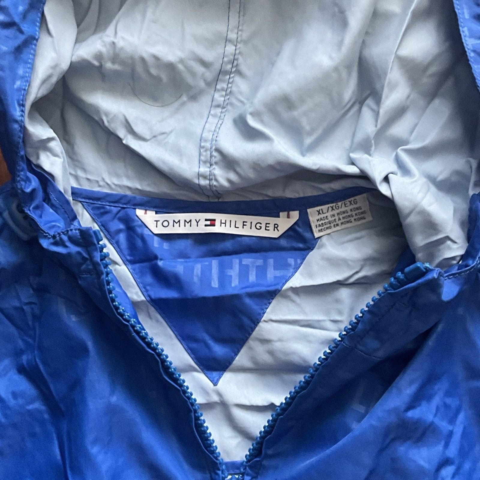 Tommy Hilfiger Vtg Tommy Hilfiger Hooded Windbreaker Jacket XL Blue Size XL / US 12-14 / IT 48-50 - 6 Thumbnail