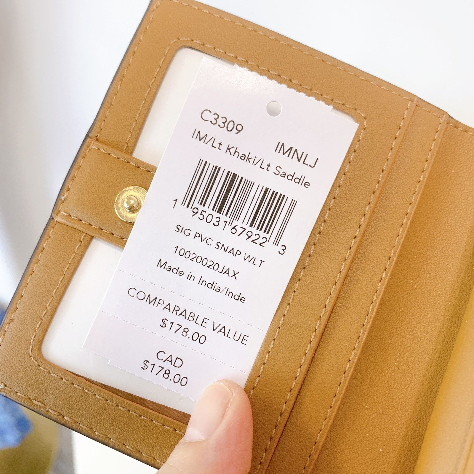 Coach Coach C3309 Snap Wallet In Signature Canvas IN Lt Khaki Size ONE SIZE - 7 Thumbnail