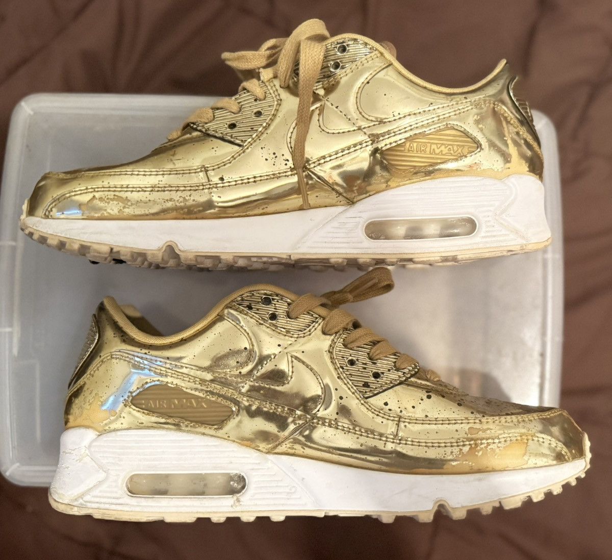 Nike Nike Air Max 90 Metallic Liquid Gold Size US 10 / EU 43 - 9 Thumbnail