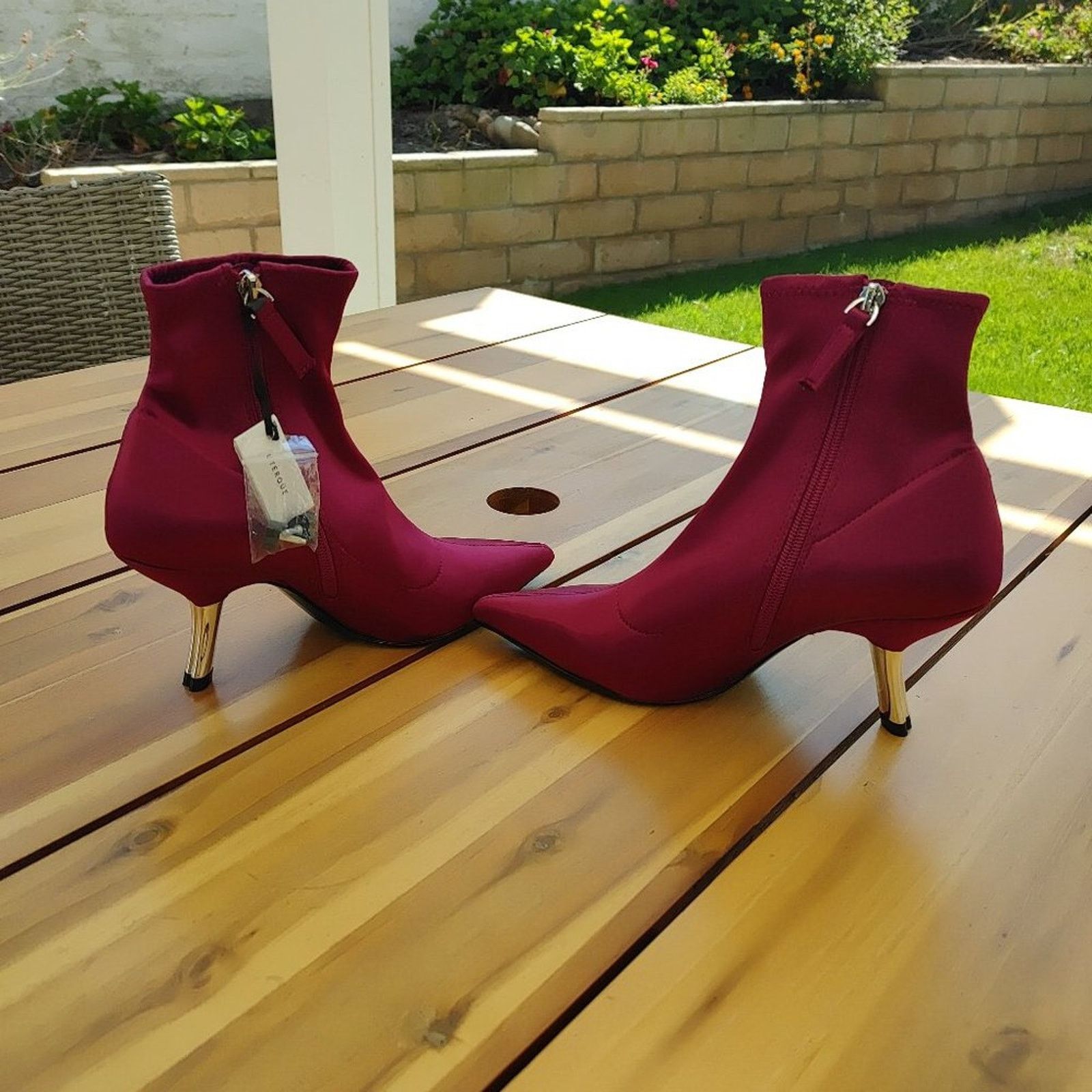 Zara New Zara Uterque Fuchsia Ankle Heart Heel Satin Boots 37 Size US 6.5 / IT 36.5 - 4 Thumbnail