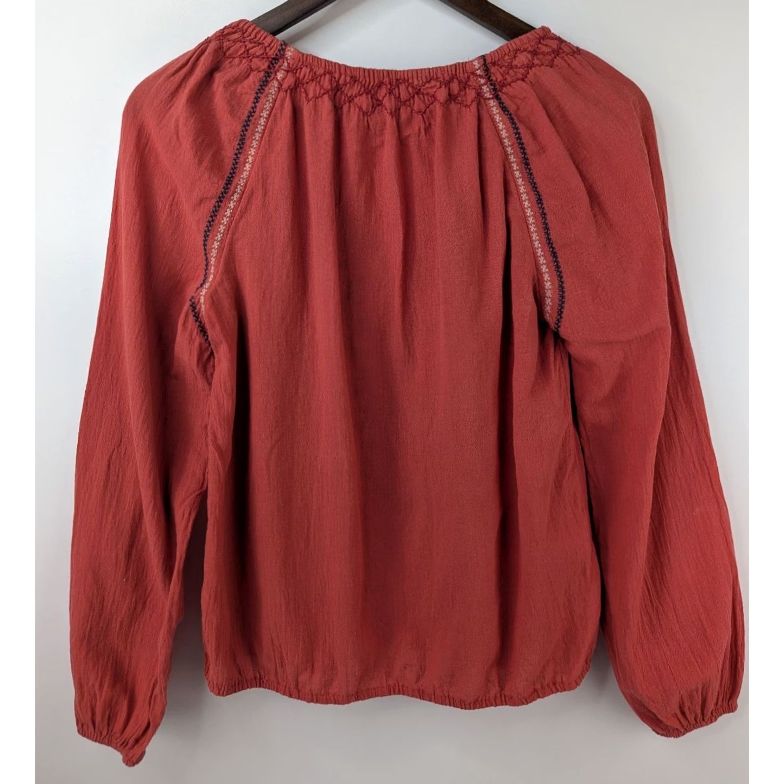 Lucky Brand Lucky Brand Women's Blouse Orange Floral Embroidered Size XS Long Sleeve Tunic Size XS / US 0-2 / IT 36-38 - 4 Thumbnail