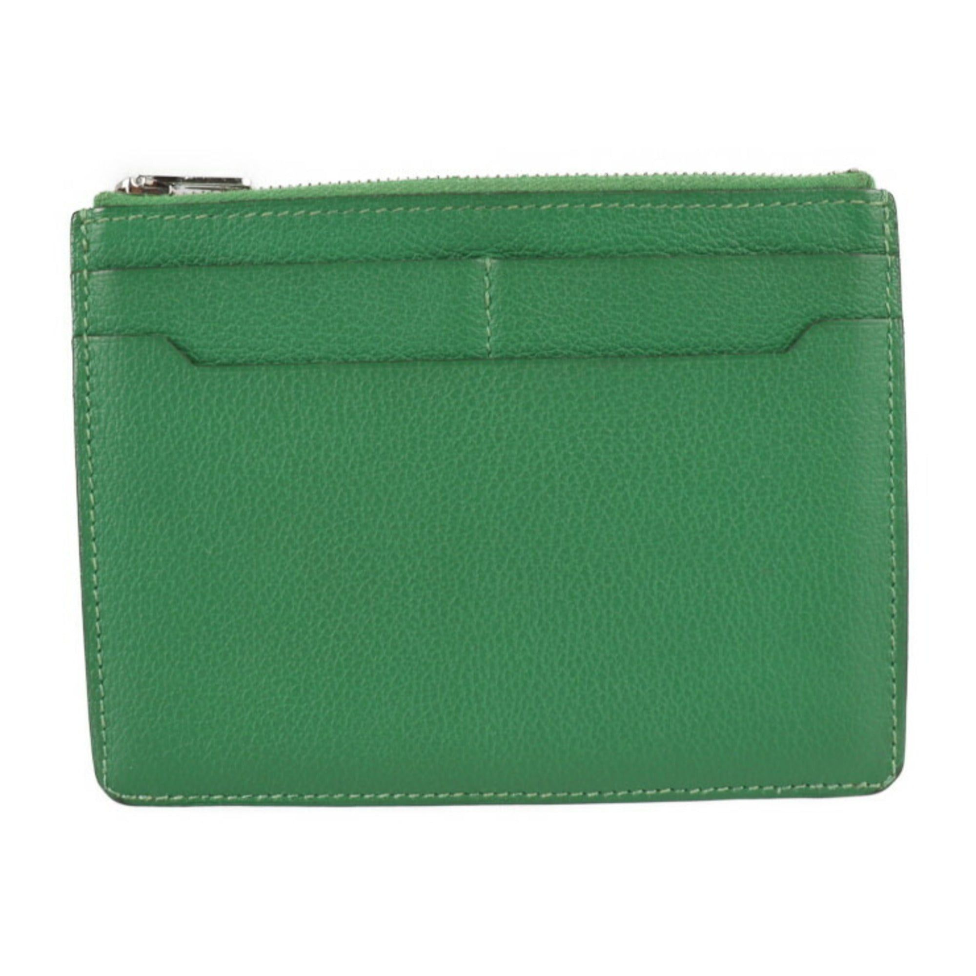 image of Hermes City Zip Jungle Coin Case Ever Color Green Card C Engraved in Black, Women's