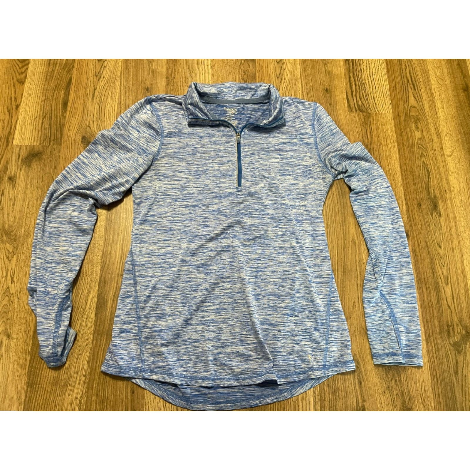 Vintage Danskin Now Shirt Womens Size Small Blue 1/4 Zip Up Semi-Fitted Long Sleeve Pullover Casual Modern Striped Collar Size S / US 4 / IT 40 - 2 Thumbnail