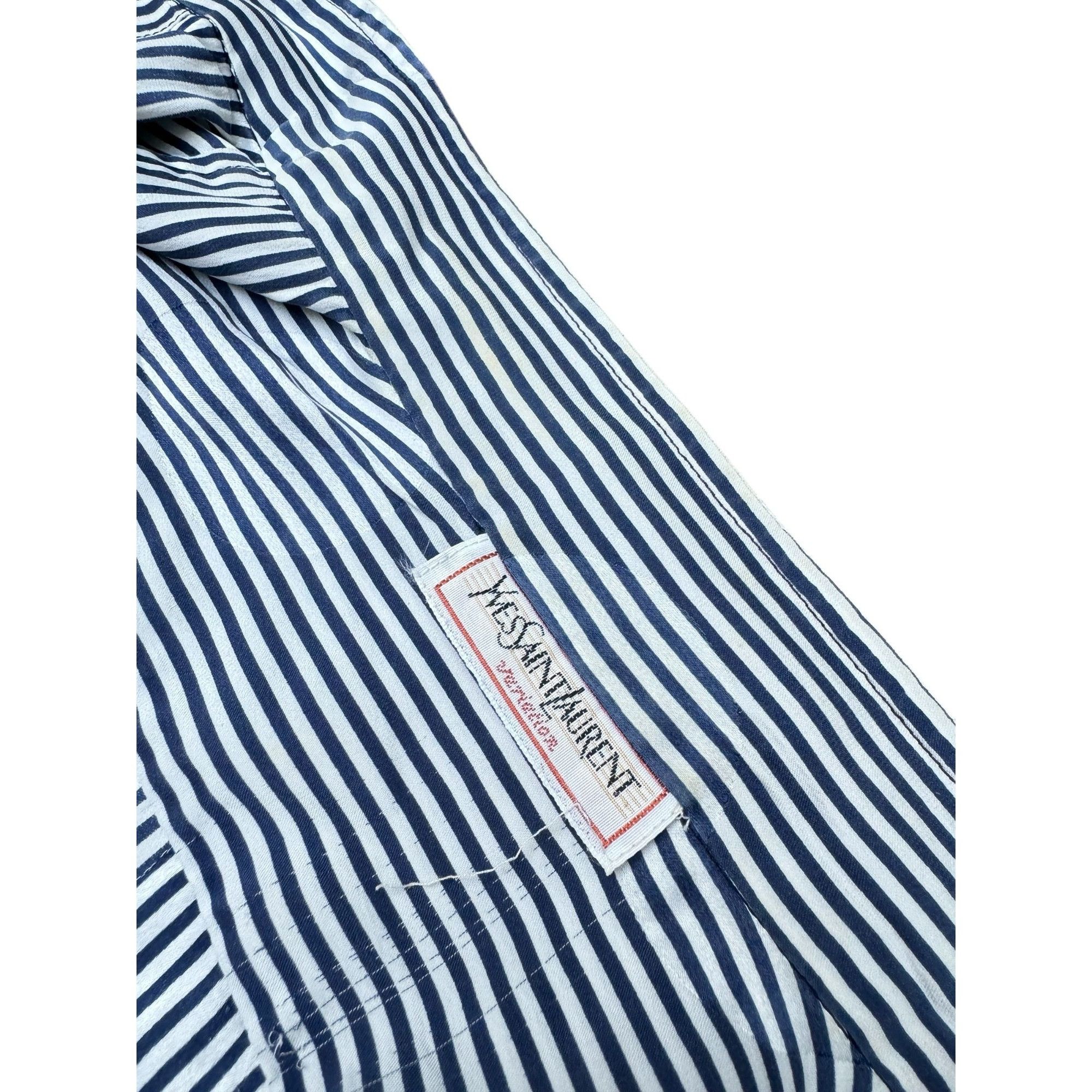 Yves Saint Laurent Vintage Striped and Circle Silk Shirt Size L / US 10 / IT 46 - 6 Thumbnail