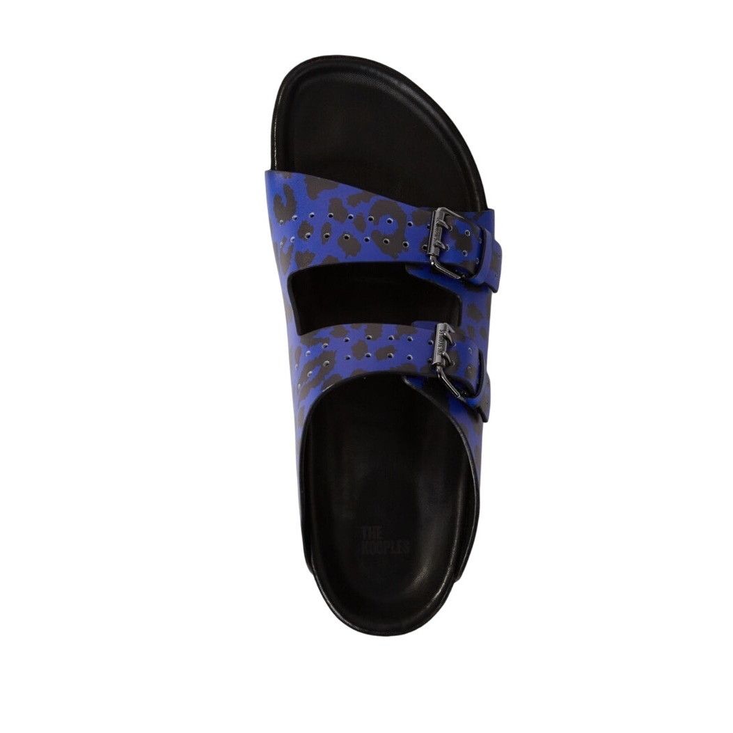 The Kooples Blue Leopard-Print Leather Sandals With Adjustable Buckles & Size US 6 / EU 39 - 3 Thumbnail
