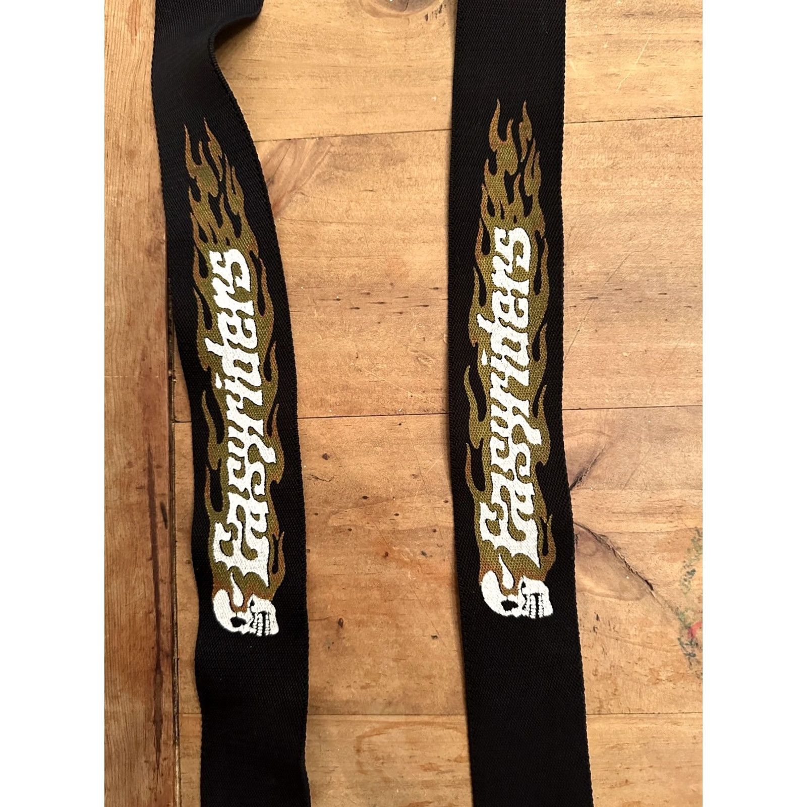 Vintage VINTAGE Easy Riders Suspender Men Black Orange Flame's Rare Adjustable Clip Biker Harley Width One Size Size ONE SIZE - 2 Thumbnail
