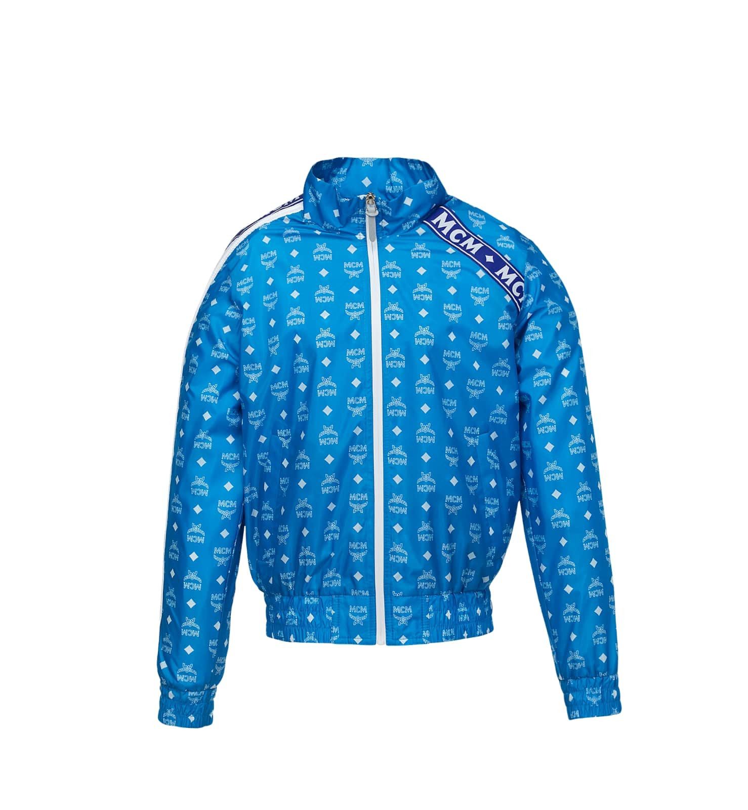 MCM Women's Blue Nylon Bomber Jacket w/White Logo Print IT 38 Size M / US 6-8 / IT 42-44 - 1 Thumbnail