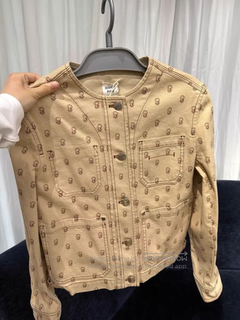 Hermes Hermes Logo Patch Full Print Buttoned Jacket - Cotton Size XS / US 0-2 / IT 36-38 - 1 Thumbnail